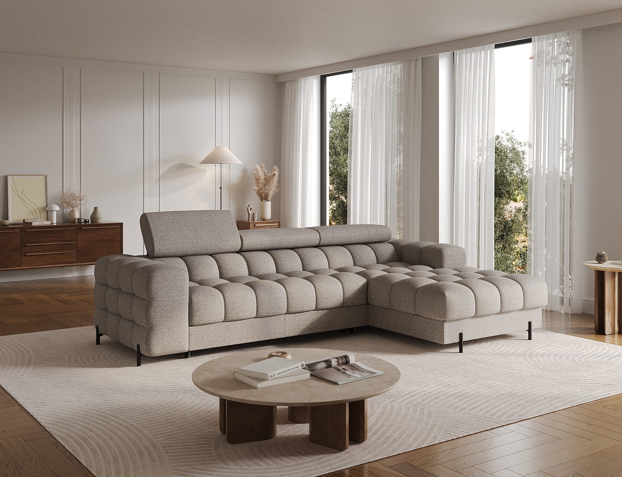 MOEBLO Ecksofa Neviro, Robuste Verarbeitung, verstellbare Kopfstützen und i günstig online kaufen