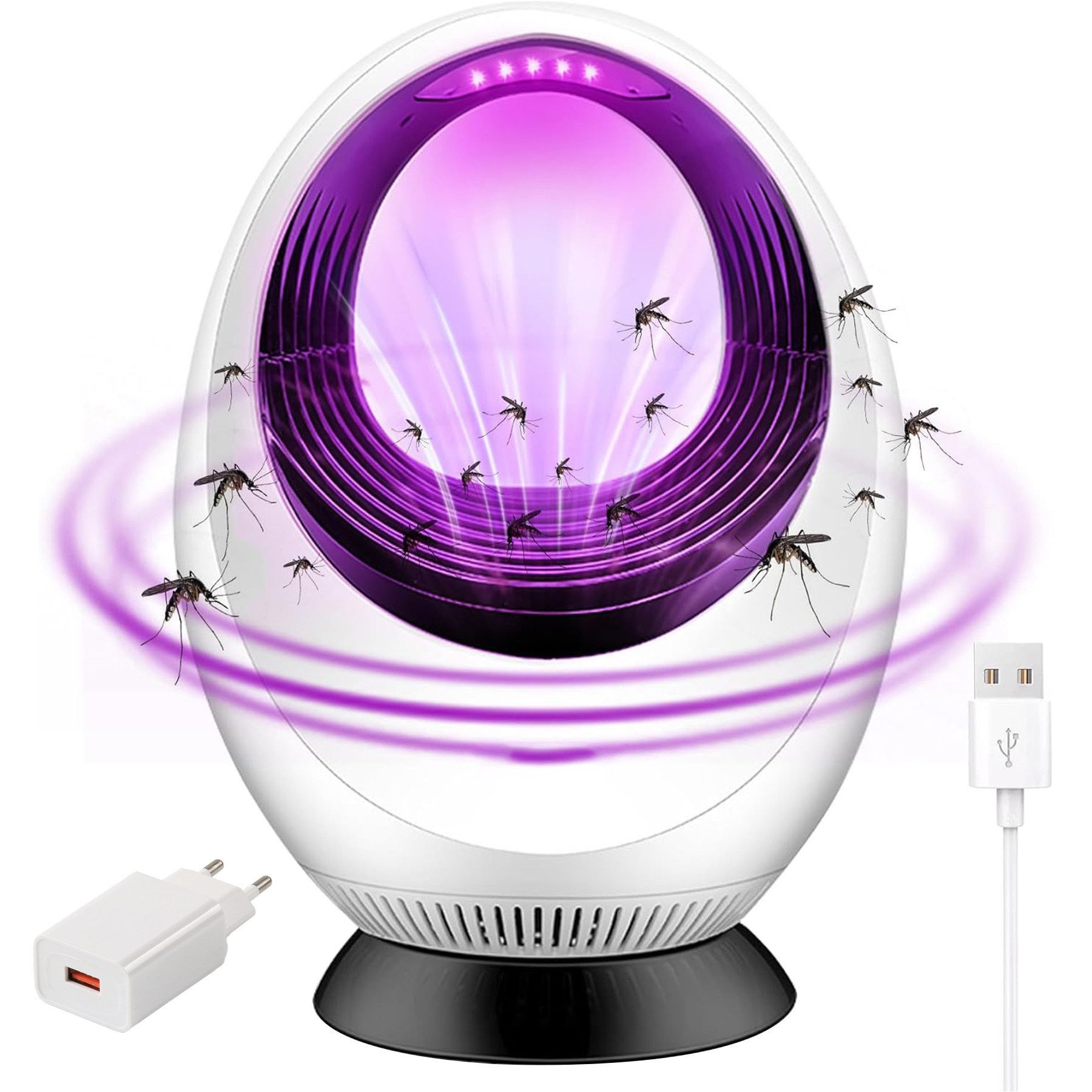Senmudi Insektenvernichter elektrisch, Mückenlampe mit UV,Moskitoschutz, Fluginsektenvernichter, 180° Mückenkiller-Licht Geeignet für Schlafzimmer, Küche, Büro,Zuhause