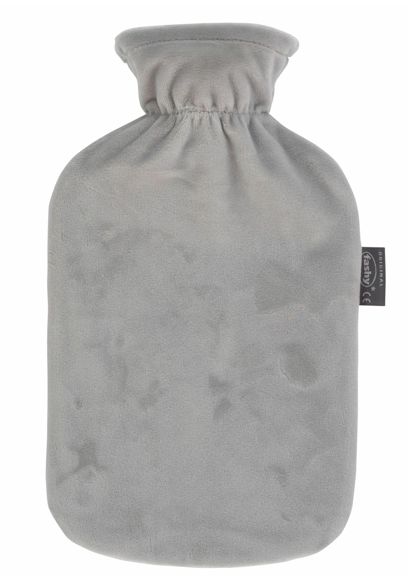 Fashy Wärmflasche »Wärmflasche mit Bezug Flauschbezug Nicki Velour Grau Bettflasche Fashy 6712 ...