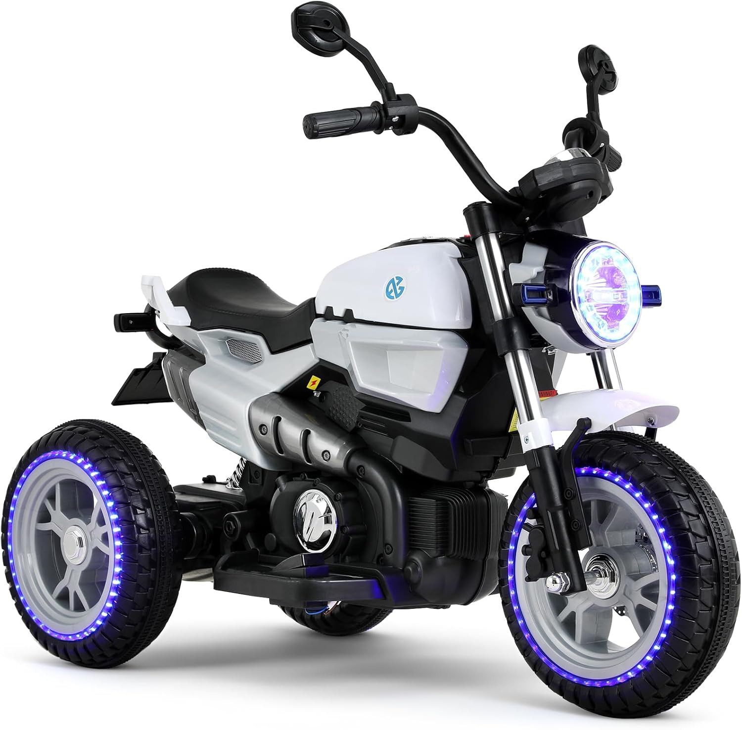 TLGREEN Elektro-Kinderquad Kinder Elektro Motorrad 12V,3 km/h Spielmotorrad mit Musik & LED Licht, Großes Dreirad für Kinder, Retro Design mit Doppelmotor