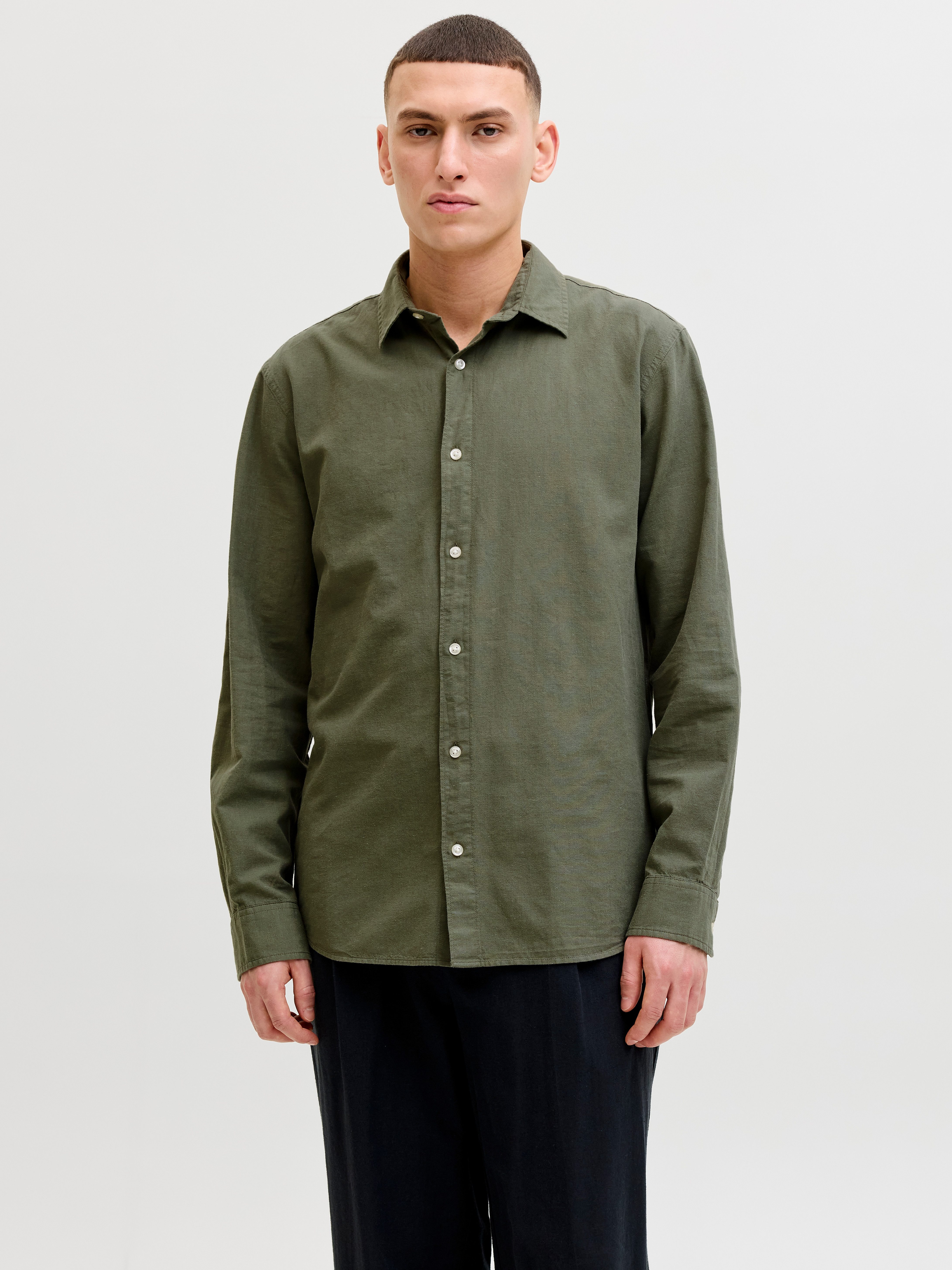 Jack & Jones Langarmhemd JJEBREEZE LINEN BLEND SHIRT L/S SN mit Knopfleiste günstig online kaufen