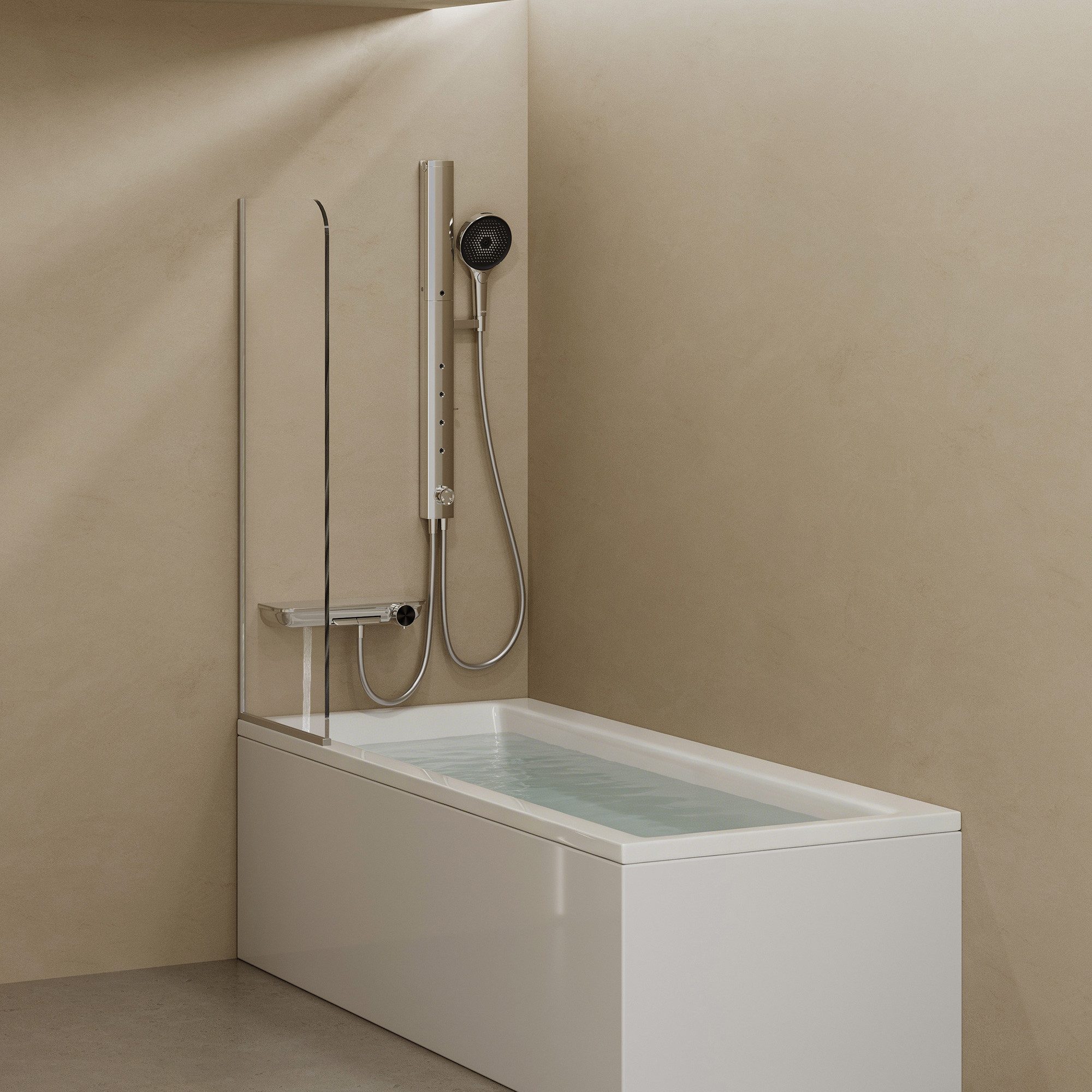 HOROW Duschsystem Brausegarnitur mit Thermostatarmatur und faltbarer Regendusche, 4 Strahlart(en), Regendusche Set, 3 Massage-Modi, Klappbares Duschset, Höhenve – Bild 2 von 5