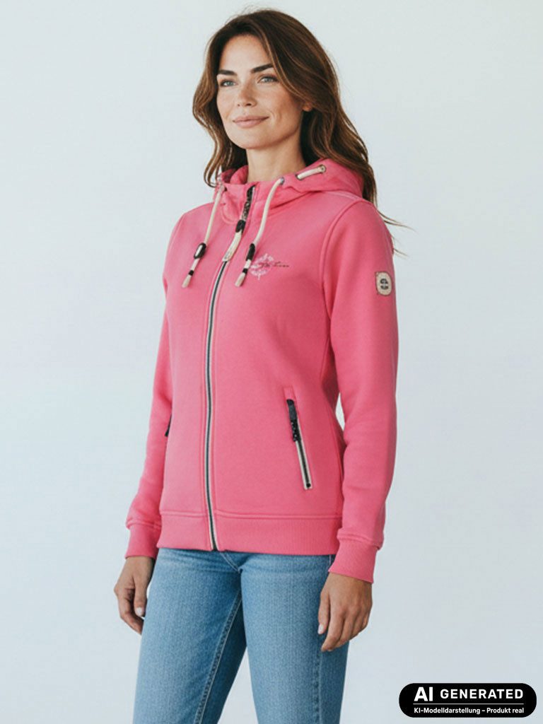 Dry Fashion Kapuzensweatjacke Juist Damen Sweatjacke Jacke mit Kapuze - Freizeitjacke Kapuzenjacke Verstellbare Kapuze, Frontreißverschluss, Reißverschluss-Seitentaschen