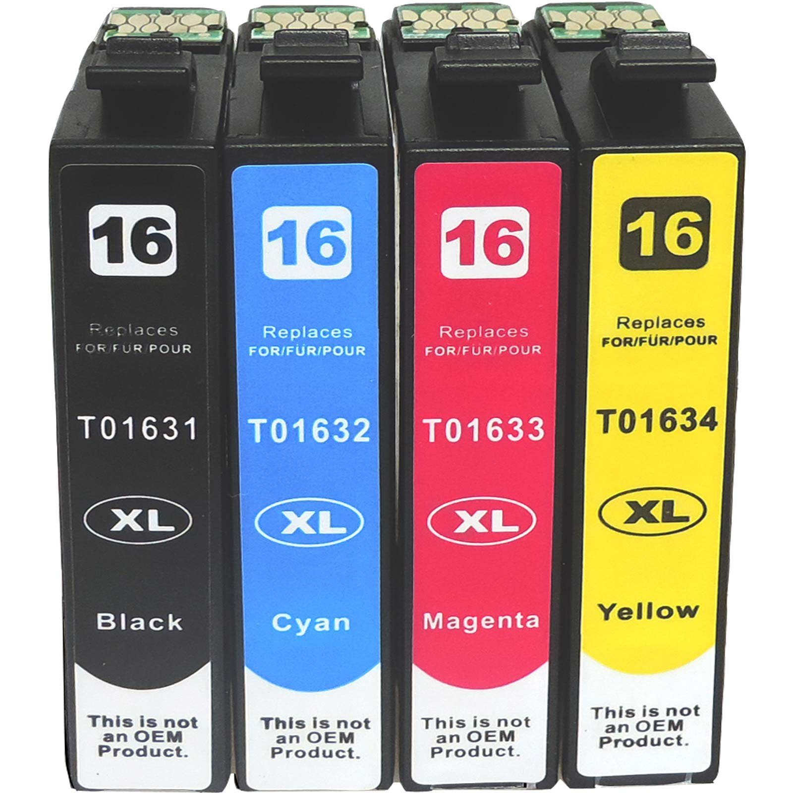 Kompatibel Epson 16XL, Füller, T1636, C13T16364010 Multipack 4-Farben Tintenpatrone (Set, DWF)