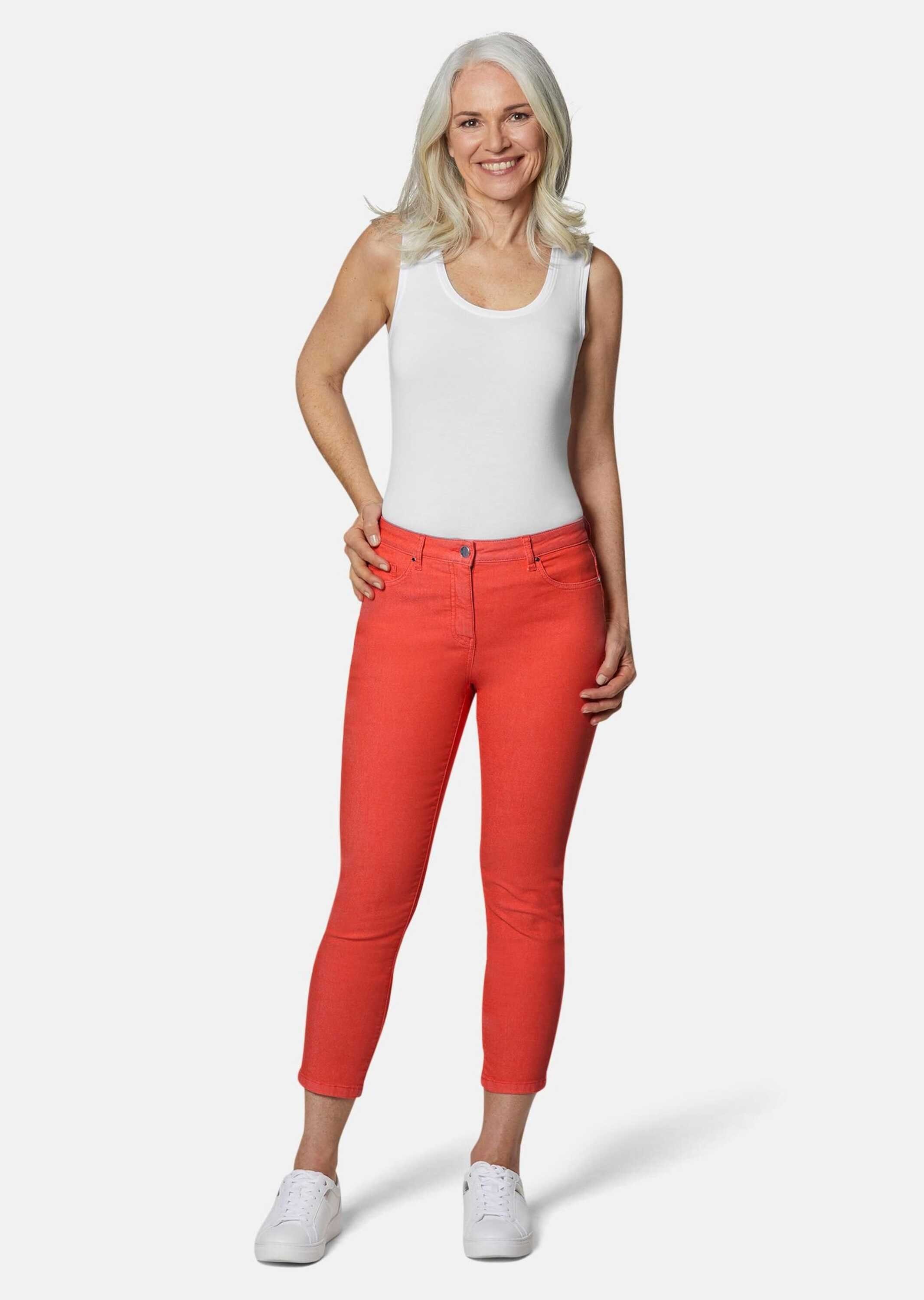 GOLDNER 7/8-Caprijeans Kurzgröße: Schmale Stretchhose BELLA Sommerliche, komfortable Skinny Fit Damenjeans