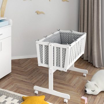 VitaliSpa® Babybett Babywiege Schaukelwiege NOAH Buche / Weiß