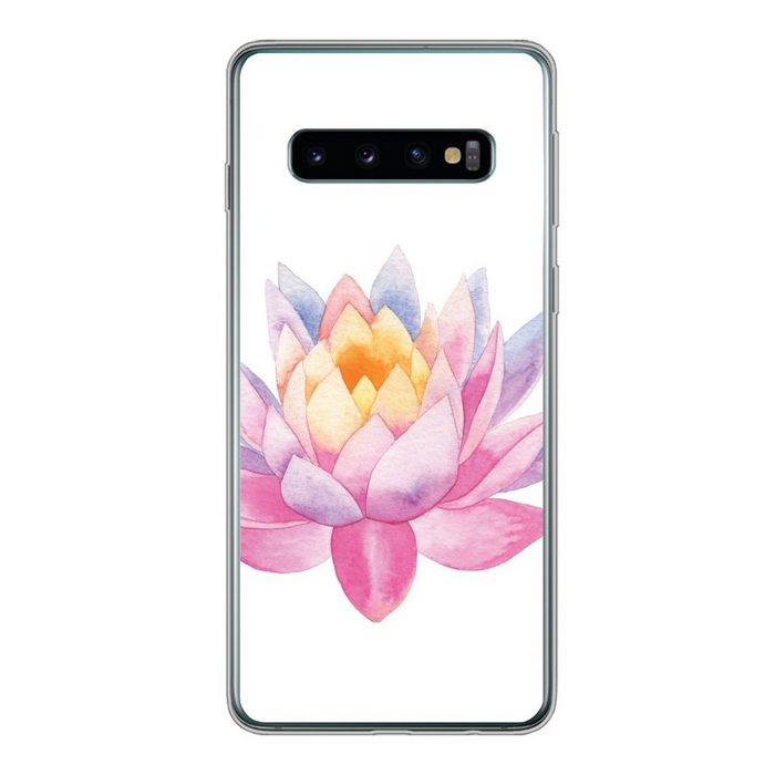 MuchoWow Handyhülle Aquarell - Blume - Seerose Phone Case Handyhülle Samsung Galaxy S10 Silikon Schutzhülle