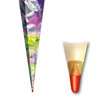 Roth Schultüte Magic Pegasus / Einhorn, 85 cm, eckig, lilafarbiger Tüllverschluss, Zuckertüte für Schulanfang