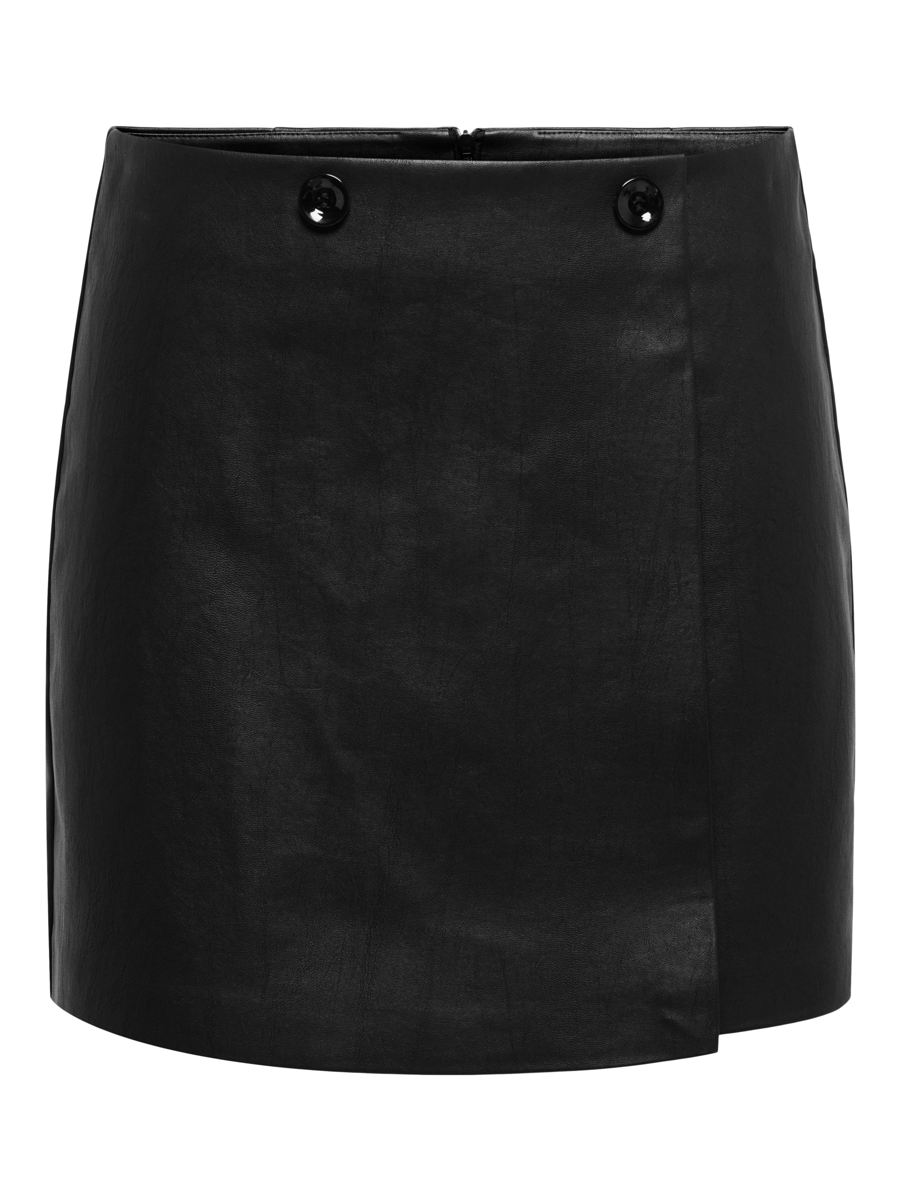 ONLY Lederimitatrock ONLASTRIA FAUX LEATHER SHORT SKIRT OTW mit Knopf Details, softes Lederimitat