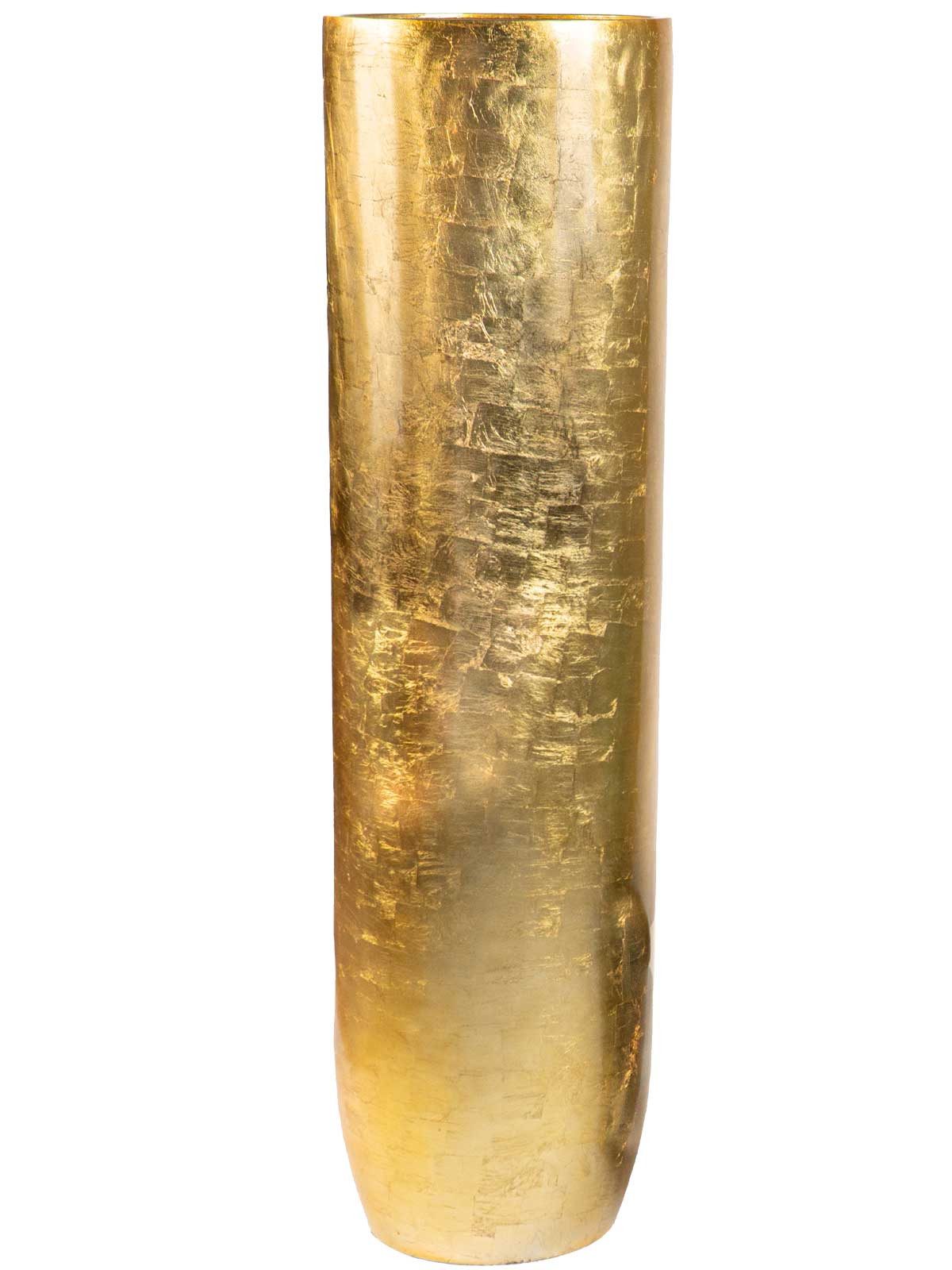 VIVANNO Bodenvase Fiberglas SOLERIO Rund - Blattgold Blattoptik Hochglanz (1 St), 33x120 cm