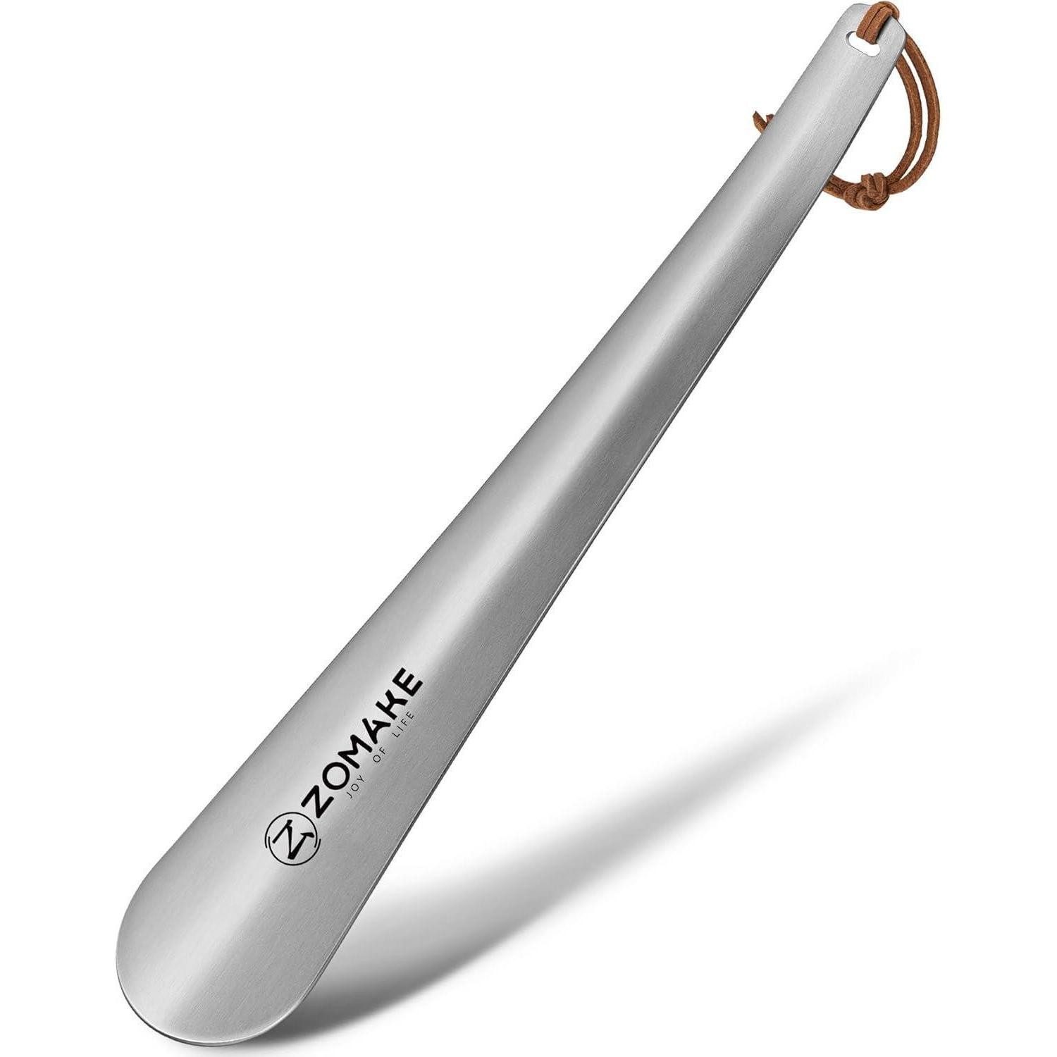 Schuhlöffel Metall Schuhlöffel Edelstahl 30cm Shoe Horn silber,stabil, Öse, Seil