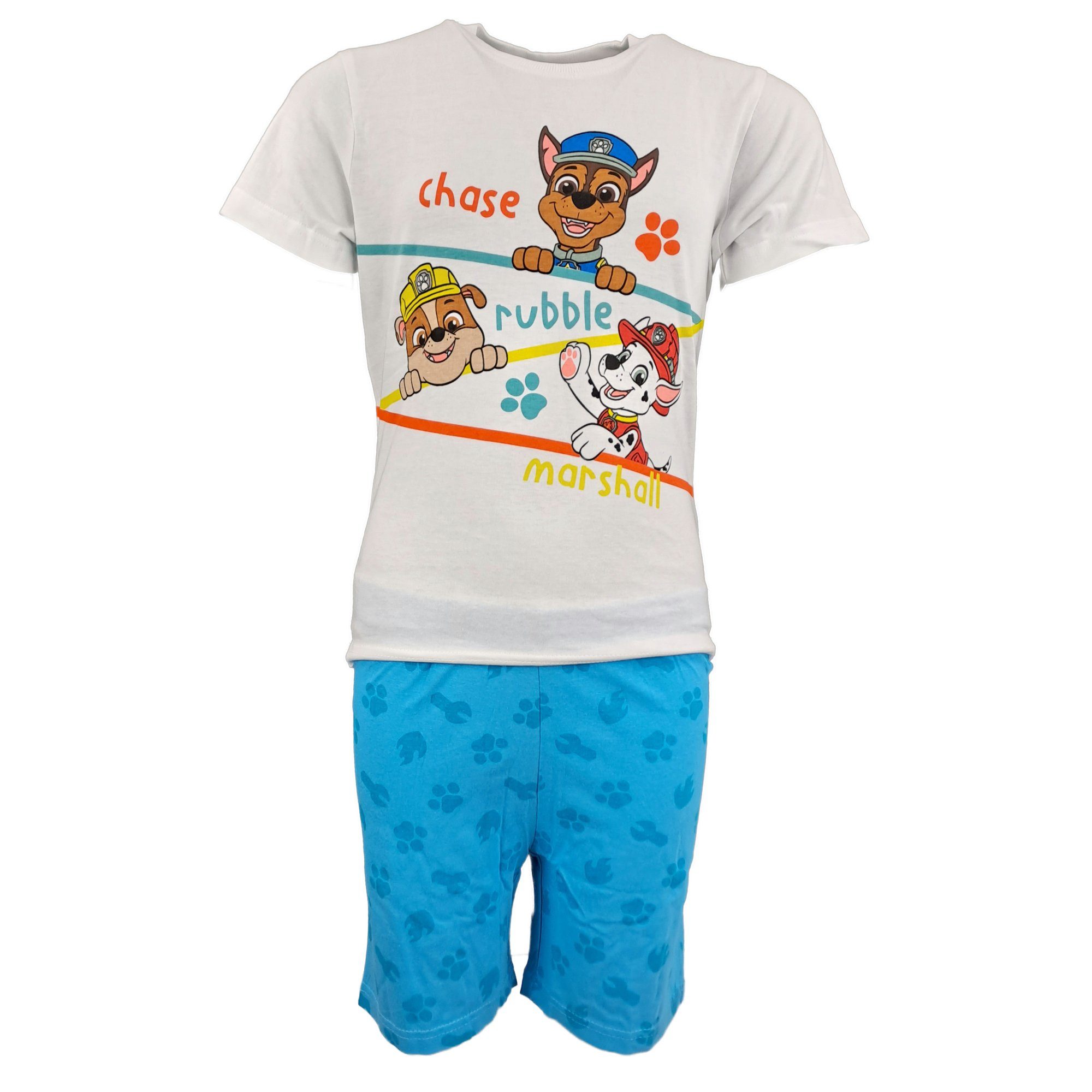 PAW PATROL Schlafanzug Paw Patrol Chase Rubble Marshall Jungen Kinder Pyjama Gr. 98 bis 128 Weiß