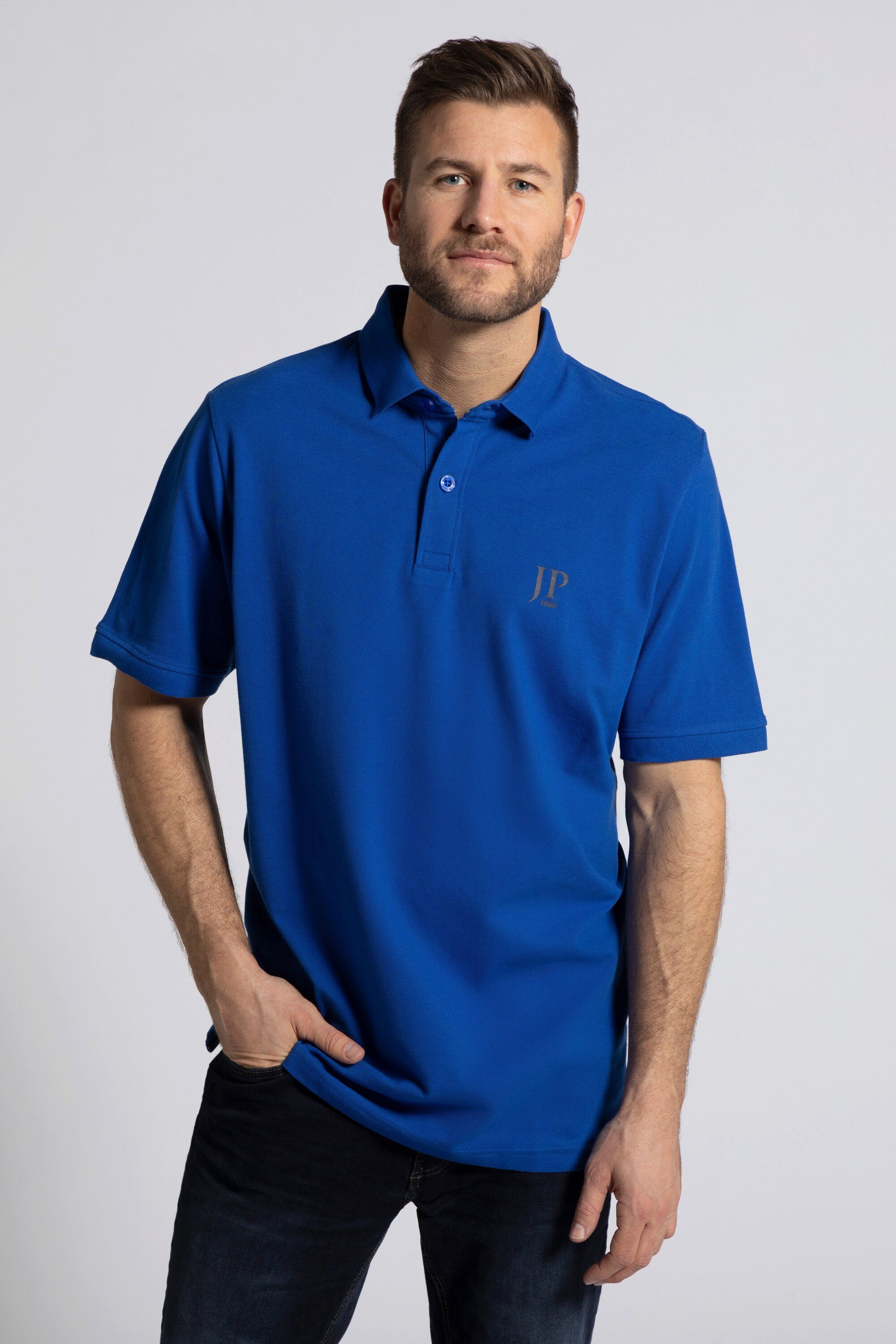 JP1880 Poloshirt Poloshirts (2-tlg) 2er-Pack Basic Piqué Baumwolle gekämmte kobaltblau