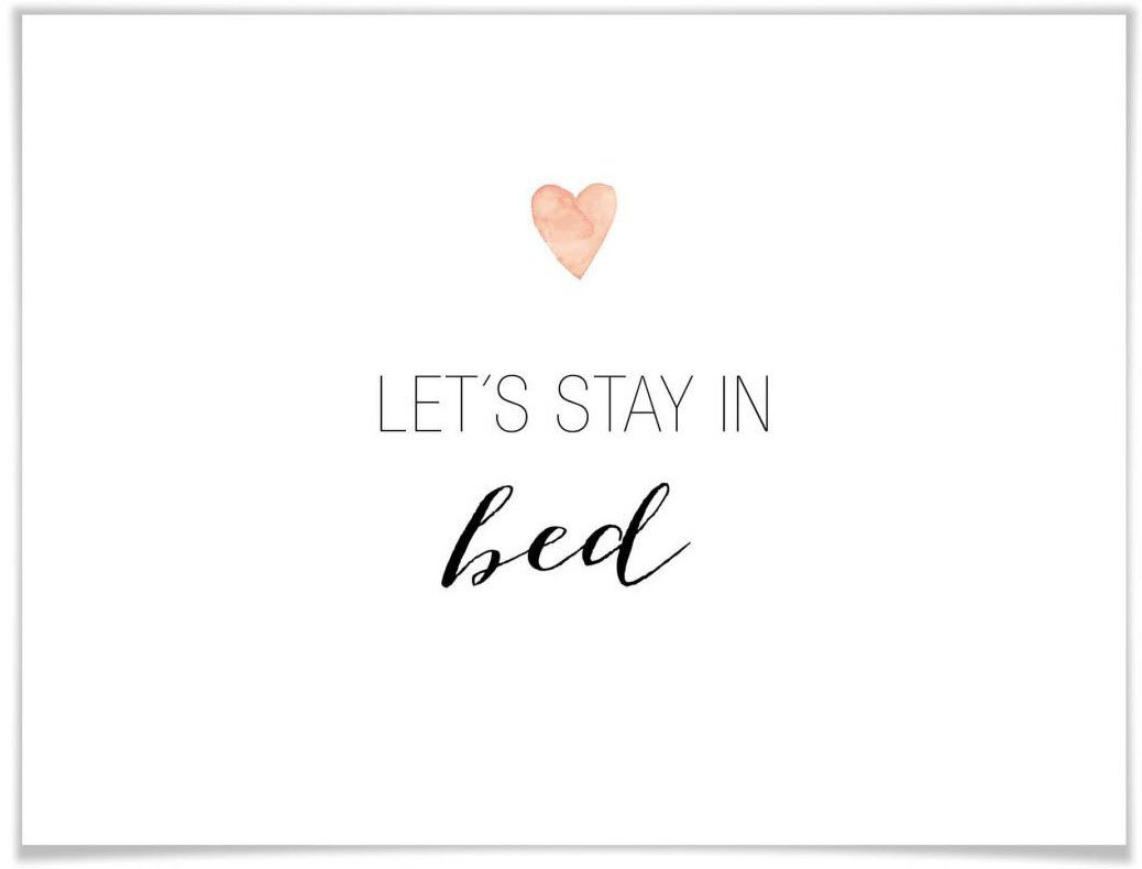 Wall-Art Poster Let's stay in bed, Schriftzug (1 St), Poster, Wandbild, Bild, Wandposter | Poster