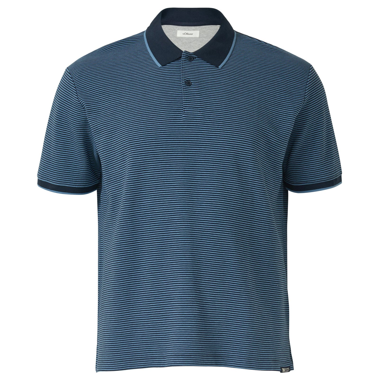 s.Oliver Poloshirt s.Oliver Übergröße Poloshirt blau gestreift Struktur