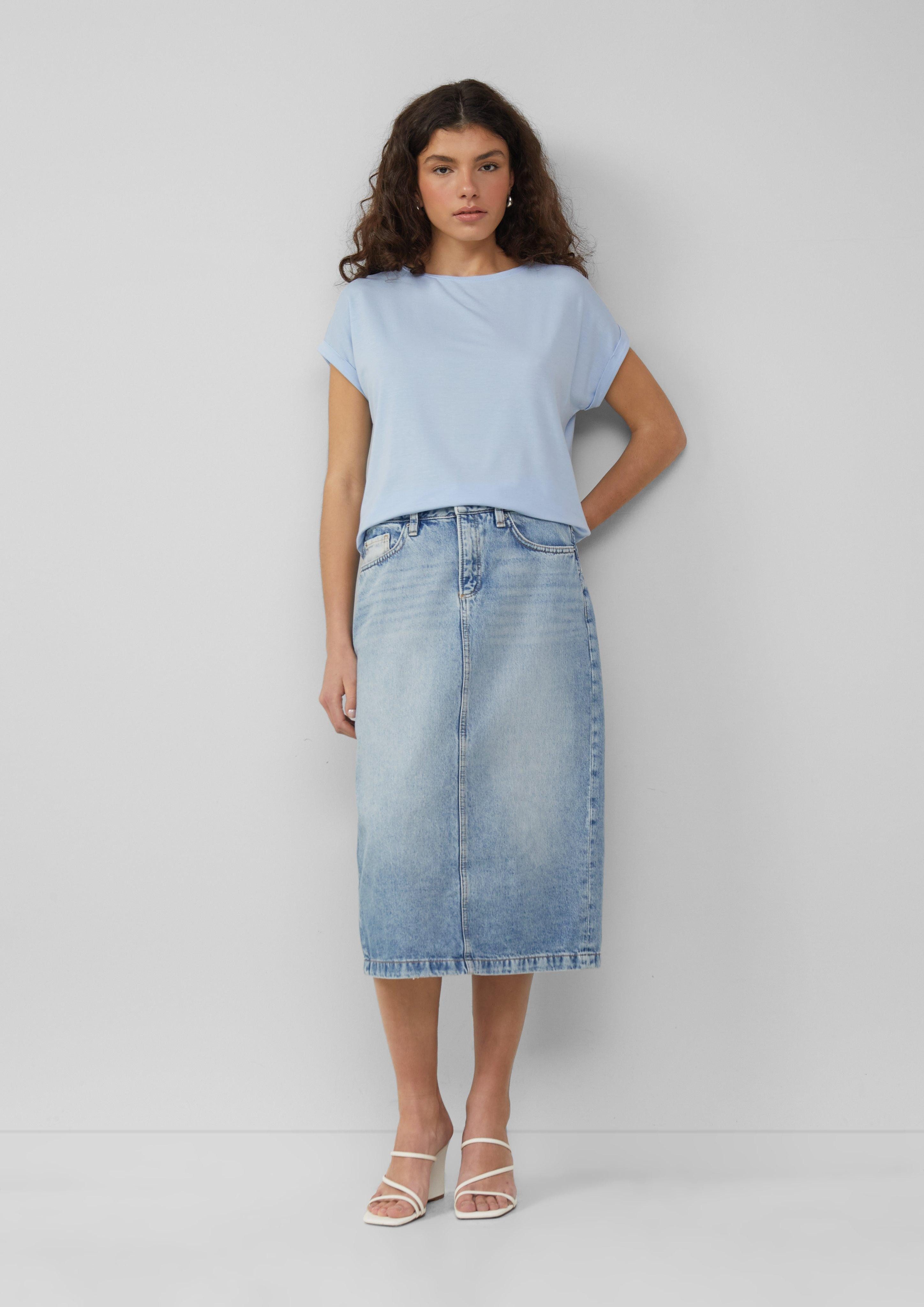 QS Kurzarmshirt Loose-Fit-Shirt im Lyocellmix günstig online kaufen