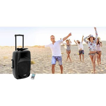 Omnitronic PA-ANLAGE + AKKU Portable-Lautsprecher (Bluetooth, Integrierter MP3-Player, Trolley-Funktion)