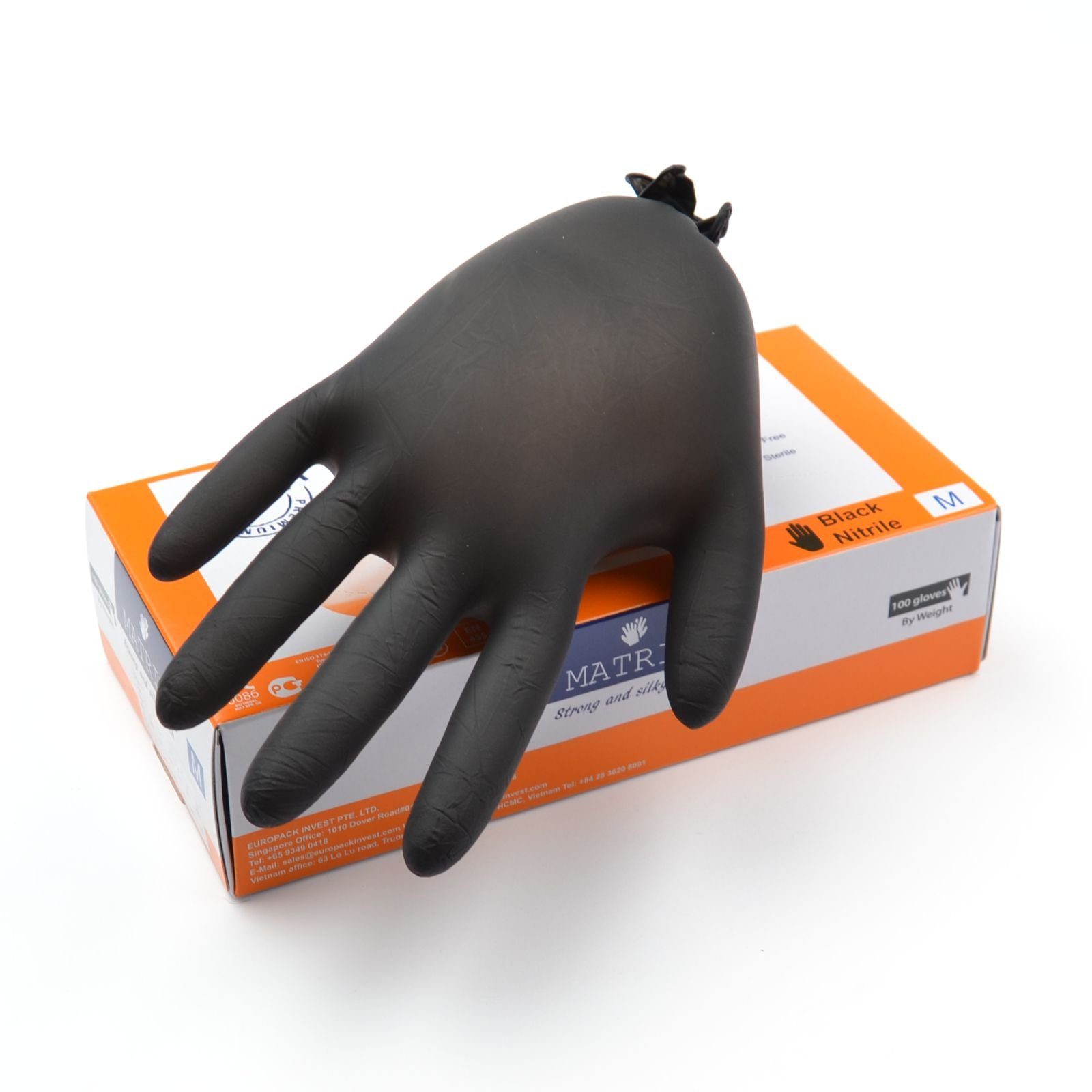 Einweghandschuhe 100-1000 Stück Nitril Handschuhe (Größe M), schwarz, puderfrei 100% Nitril Einmalhandschuhe Nitrilhandschuhe