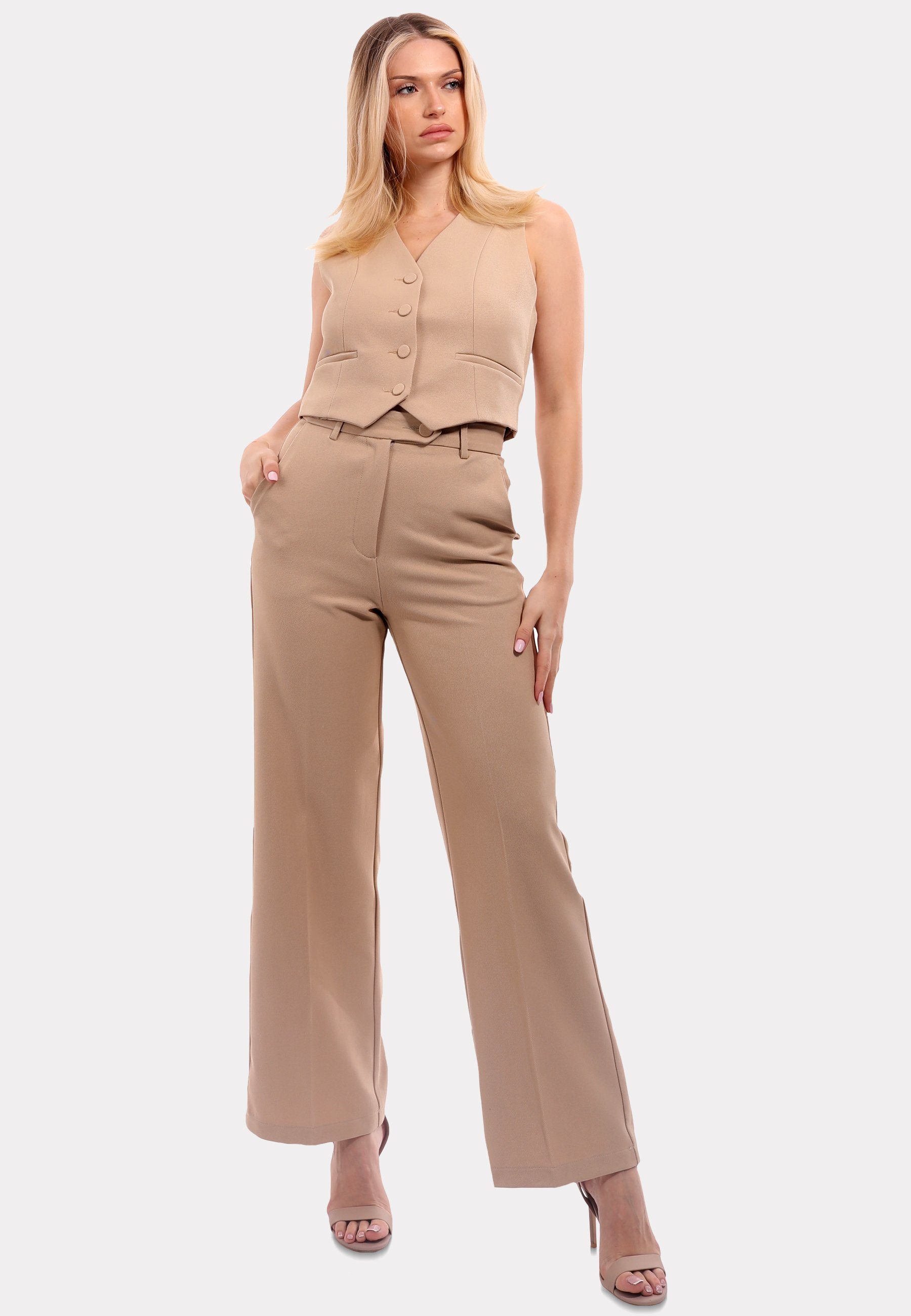 Flodxo Damen Hosenanzug 2-teilig - Business Anzug Mit Weste Und Weiter Hose