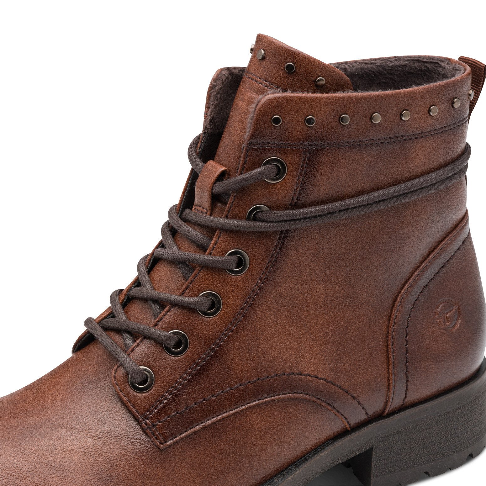 Tamaris Schnürstiefelette, Blockabsatz, Schnürboots mit Nieten am Schaftran günstig online kaufen