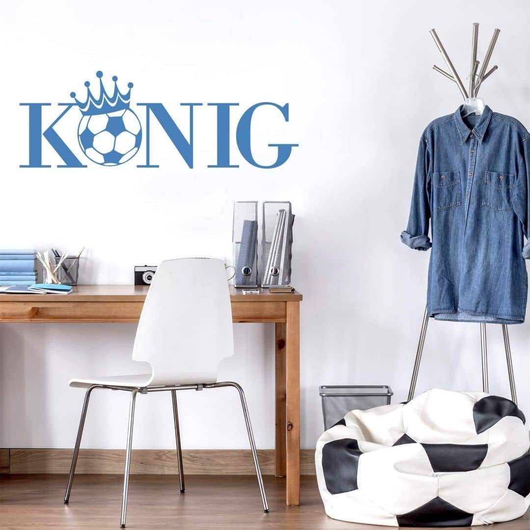 K&L Wall Art Wandtattoo Fußball König lustiger Kinderzimmer Wandsticker Jungen Klebebilder, Wandbild selbstklebend, entfernbar