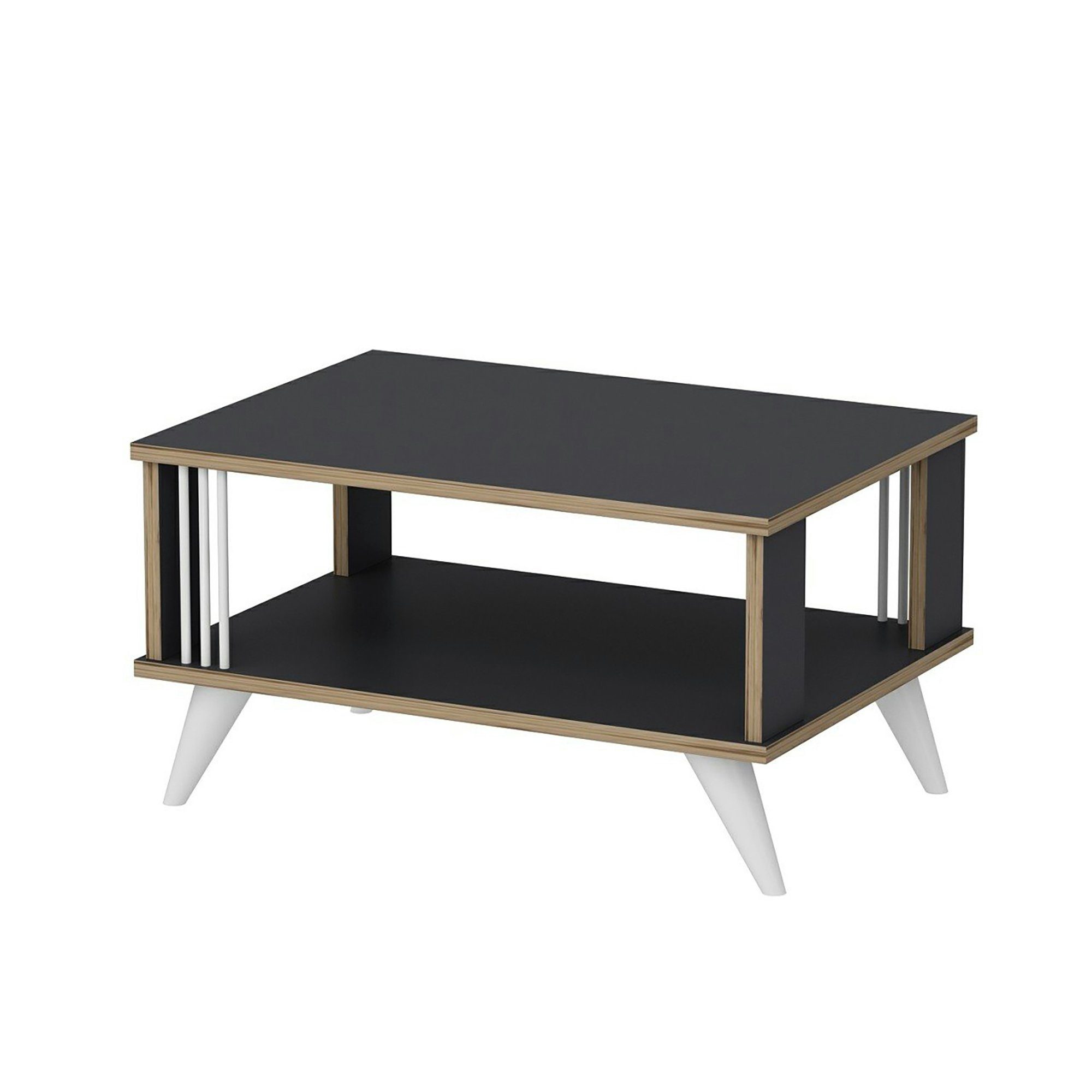 en.casa Couchtisch, »Århus« Wohnzimmertisch mit Ablage 40 x 70 x 50 cm Anthrazit