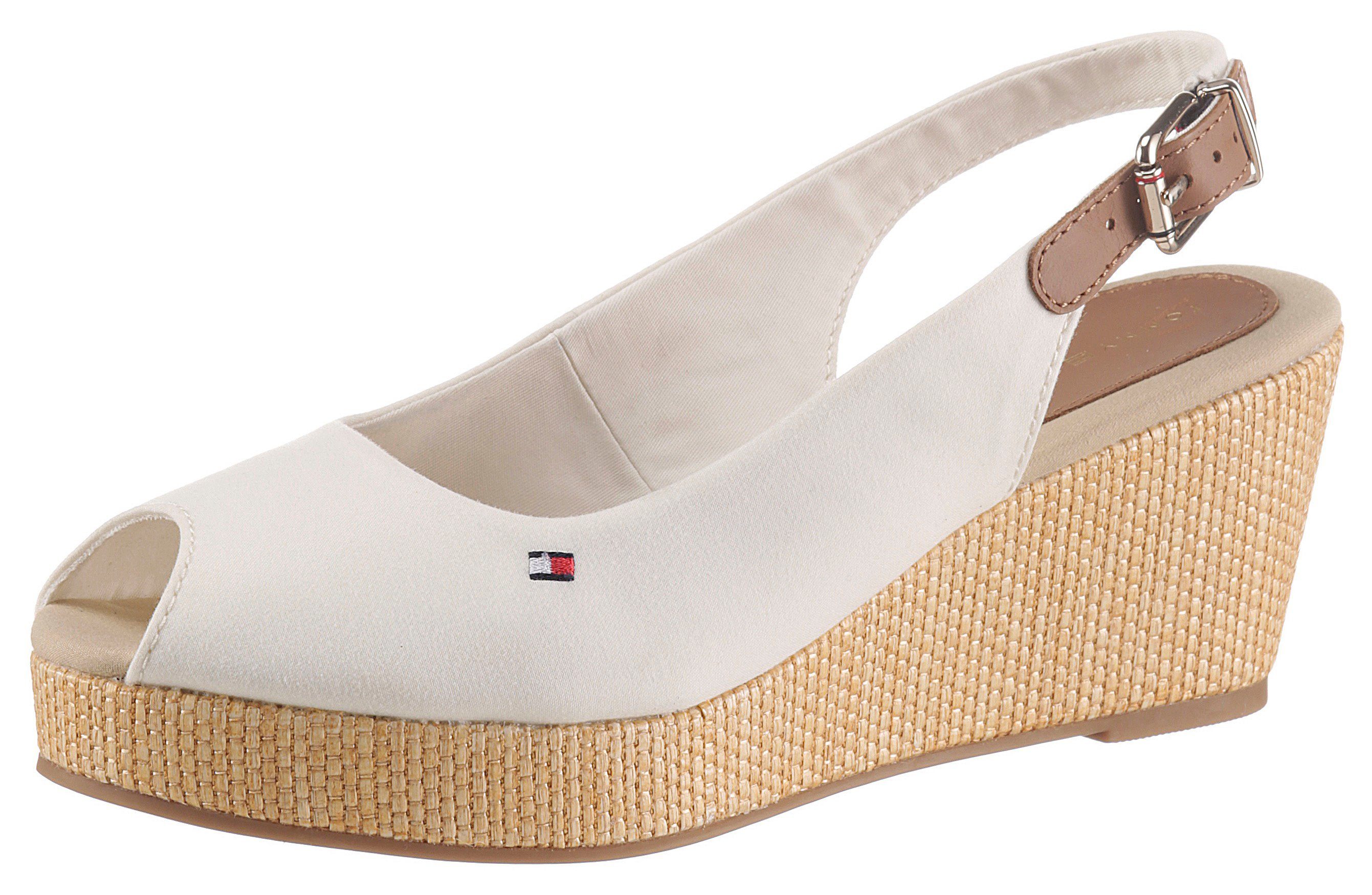 Tommy Hilfiger ICONIC ELBA SLING BACK WEDGE Sandalette, Sommerschuh, Sandale, Keilabsatz, mit Jutebesatz