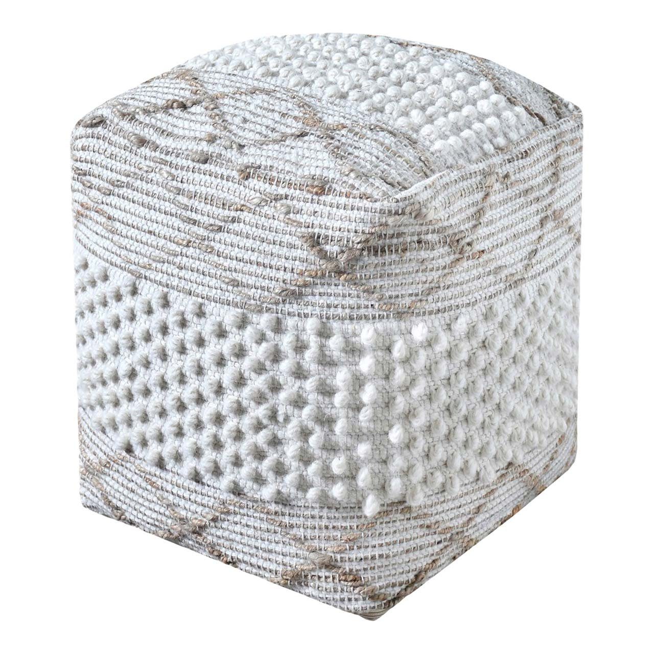 ebuy24 Pouf Puri Pouf handgewebt 40x40cm offwhite.