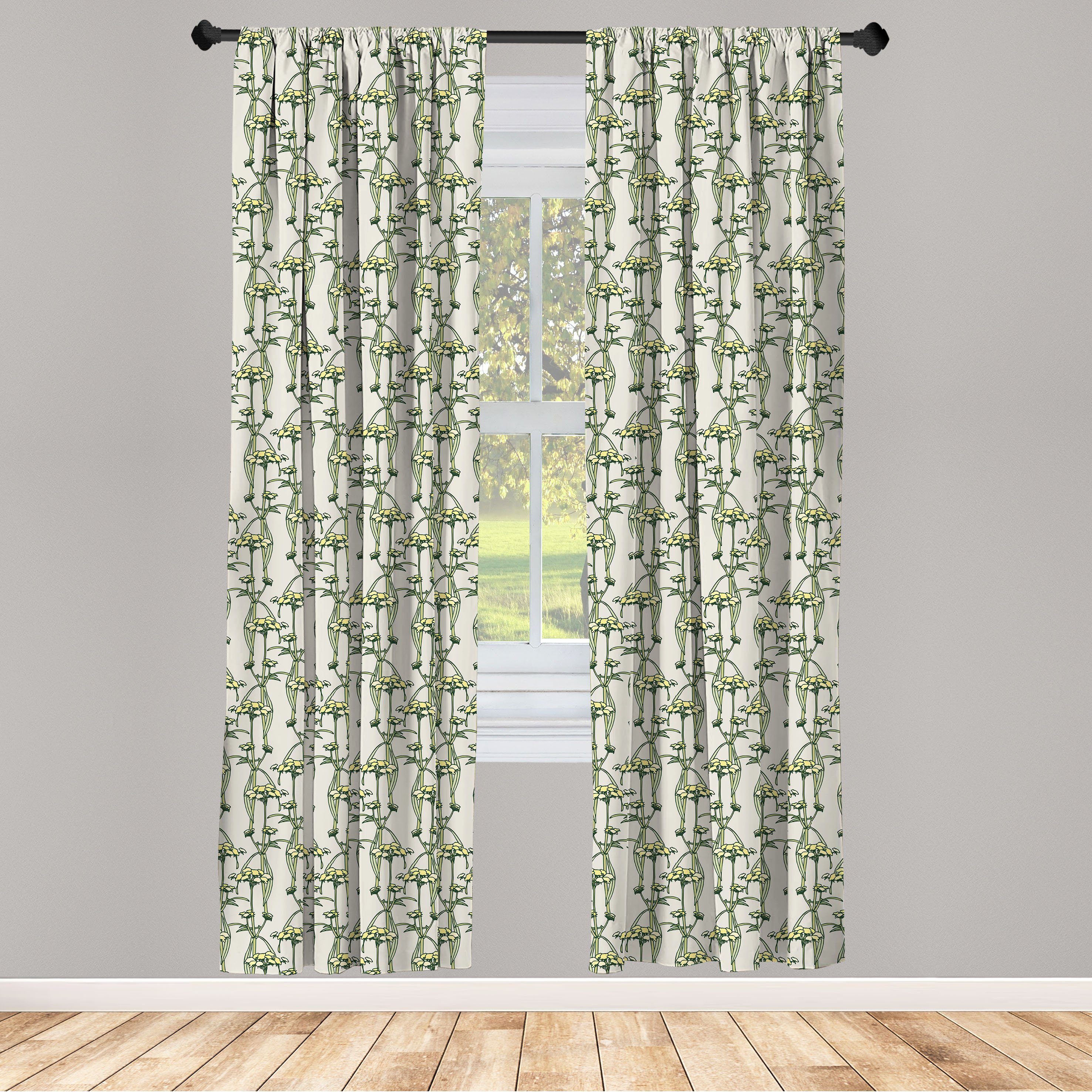 Gardine Vorhang für Wohnzimmer Schlafzimmer Microfaser, Dekor, Botanical Theme Abakuhaus, Blumen Zier