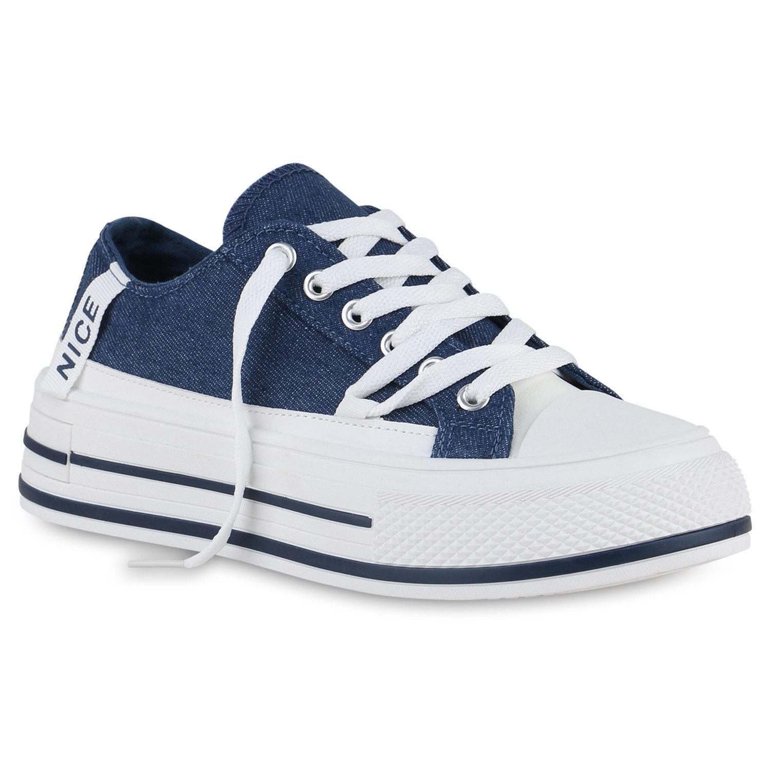 VAN HILL 840989 Sneaker Damen Sneaker Low Schnürer Prints Wedges Stoff günstig online kaufen