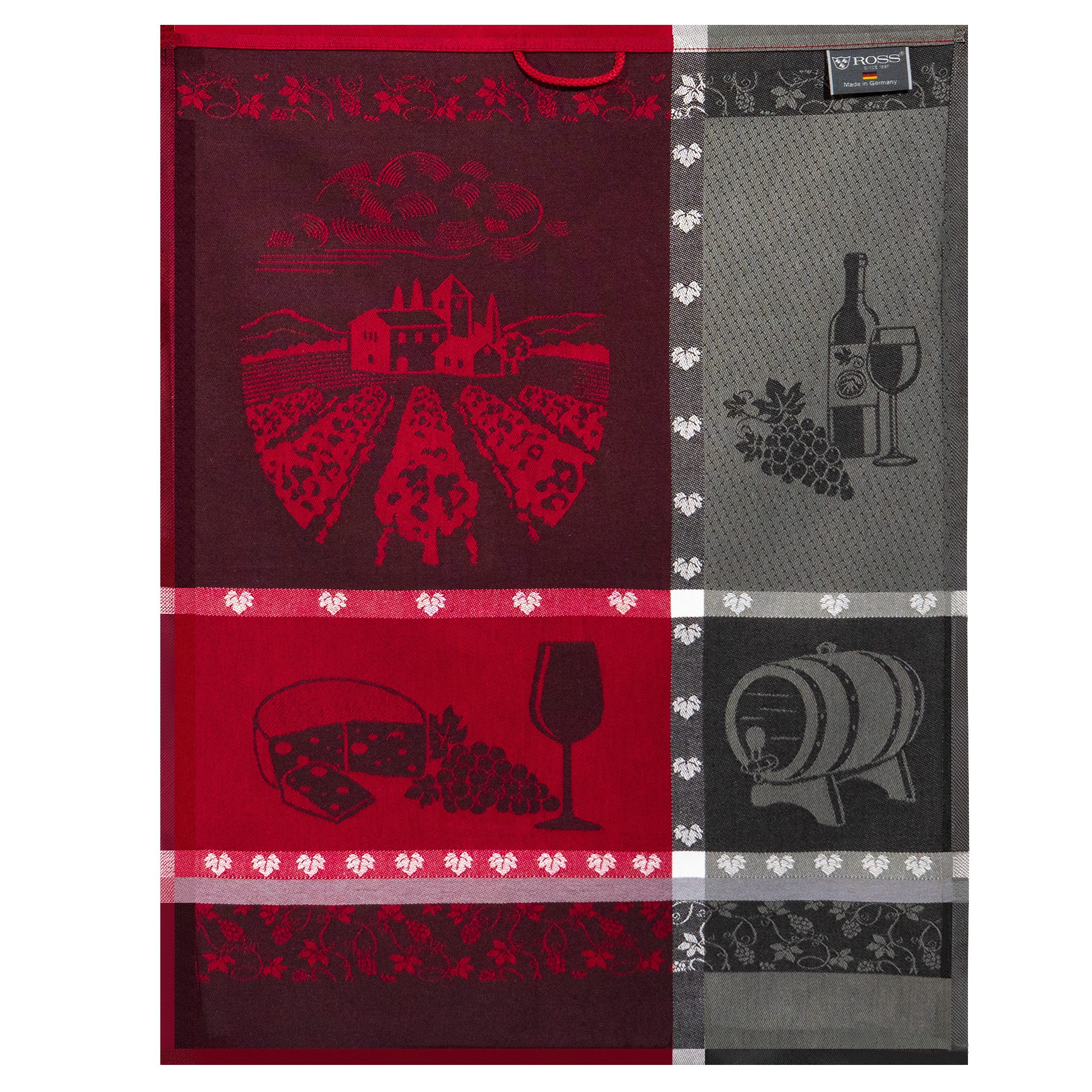 ROSS Geschirrtuch, Wein, Weinberge, Trauben, grau-bordeaux günstig online kaufen