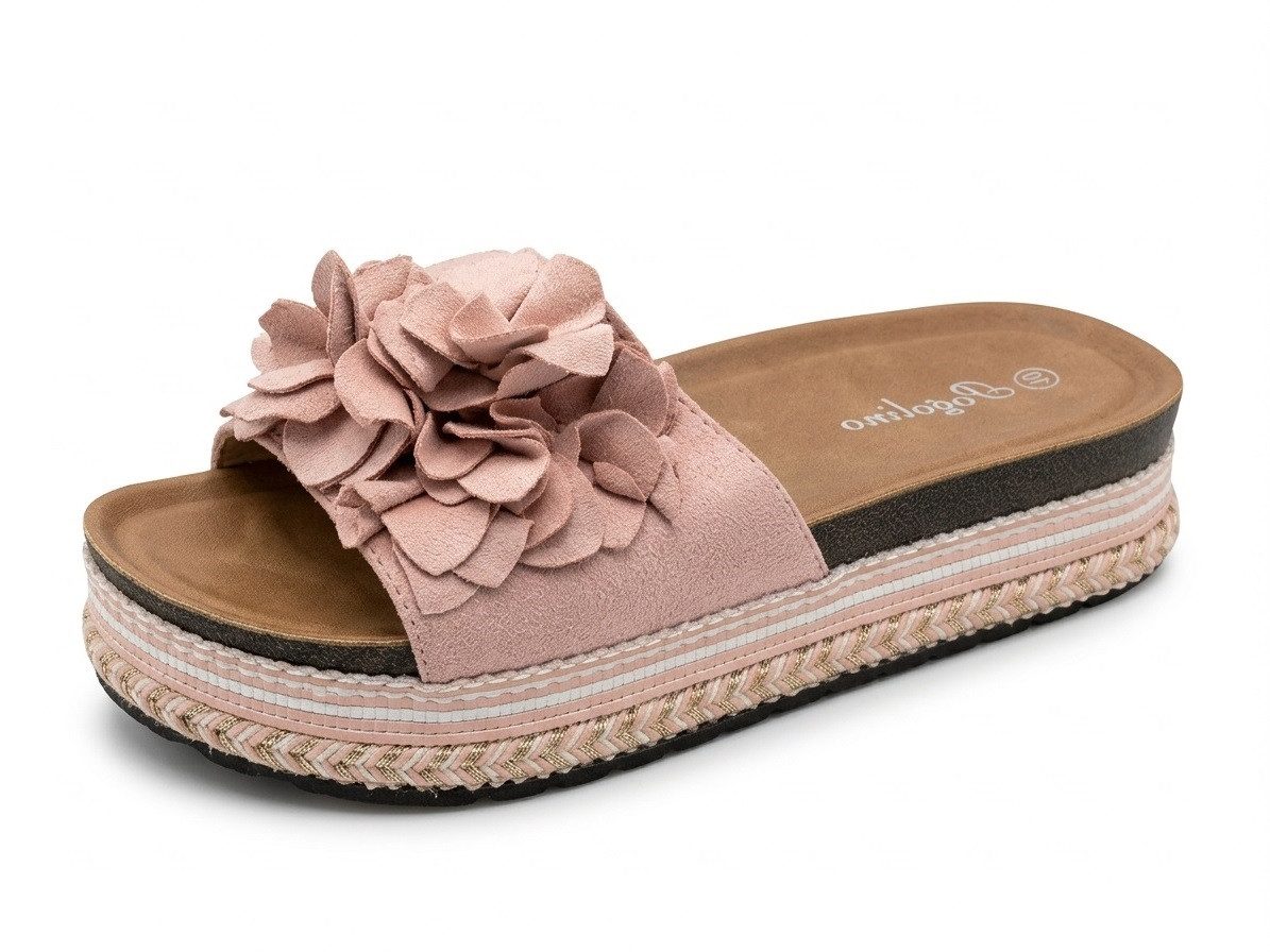 Pogolino TL891 Plateausandale NICHT FÜR BREITE FÜße Damen Sandalen mit Plateausohle und Blumen