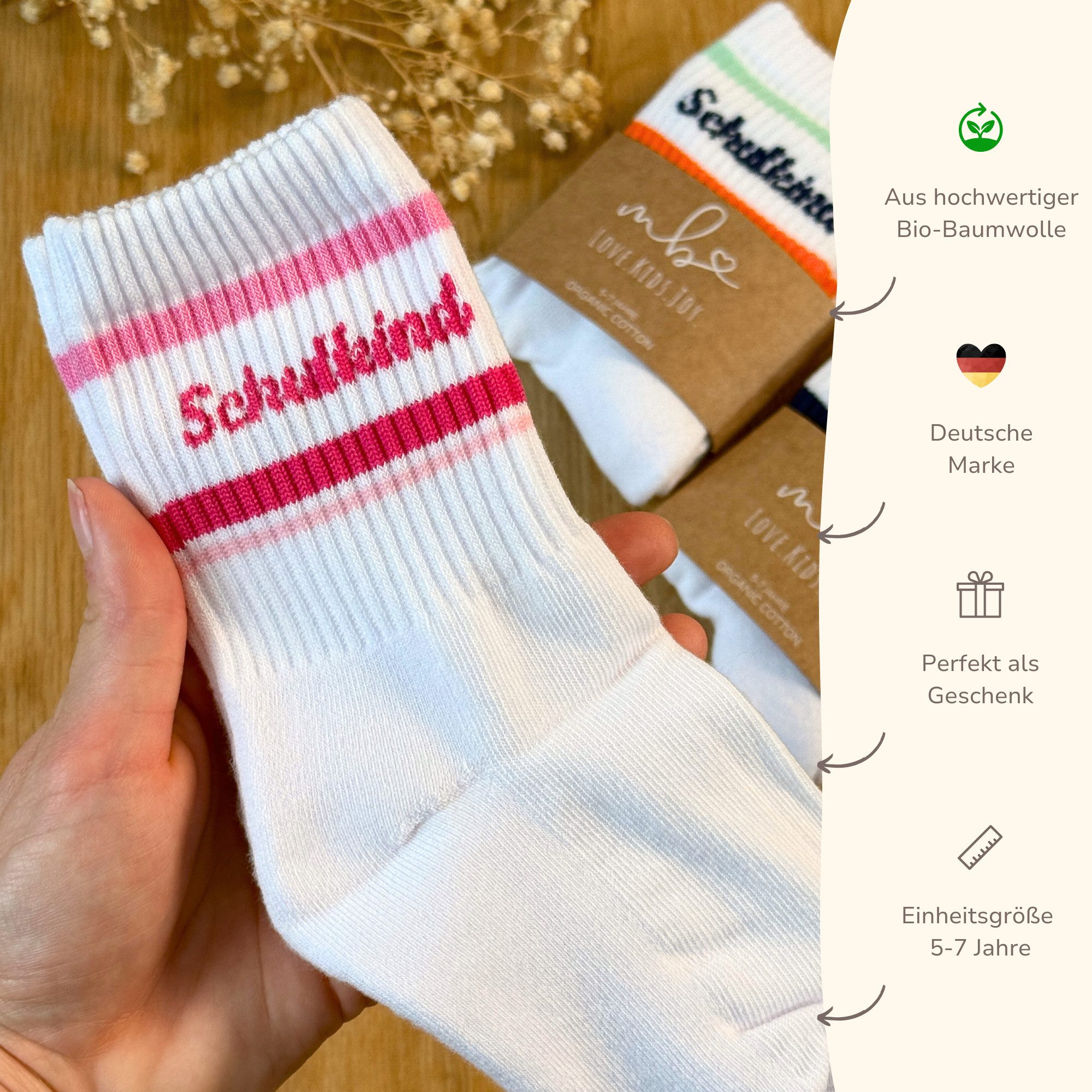 MeinBaby123® Freizeitsocken Schulkind Socken, Geschenk zur Einschulung, Geschenkidee Einschulung, Outfit Einschulung, Schulkind 2025 – Bild 5 von 5