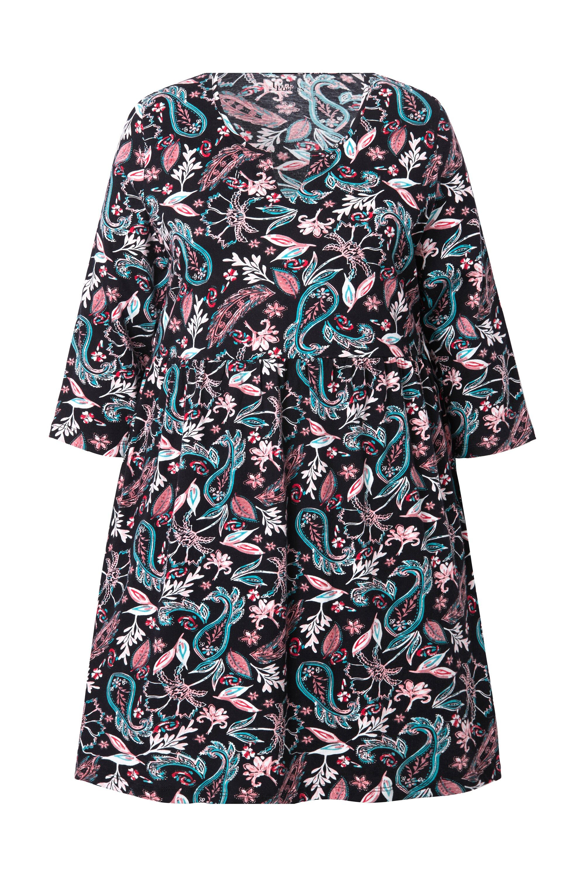 Ulla Popken Jerseykleid Jerseykleid Paisley A-Linie Tunika-Ausschnitt günstig online kaufen