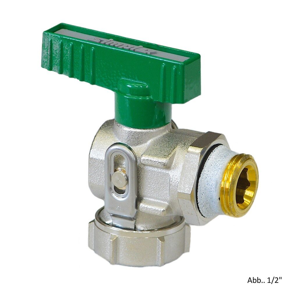 Simplex Armaturen Wasserrohr Simplex KFE-Kugelhahn, Eck, 1/2" Außengewinde, vernickelt, F10669