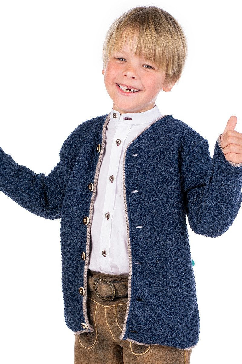 Isar-Trachten Trachtenjacke Strickjacke Kinder - TIAN - jeansblau