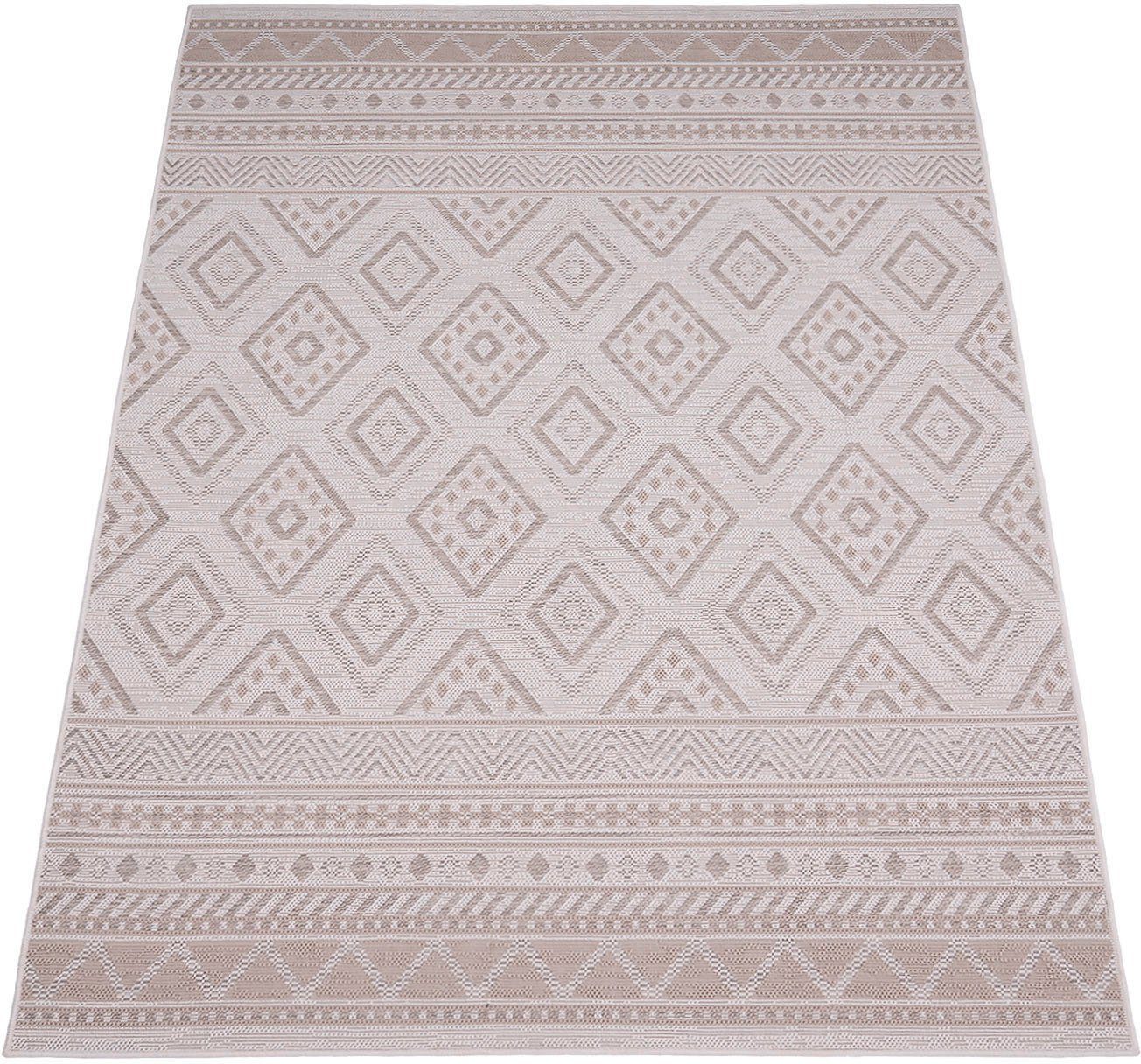 Paco Home Teppich Vermont 184, rechteckig, Höhe: 4 mm, Flachgewebe, modernes Design mit Rauten, gesteift, Outdoor geeignet