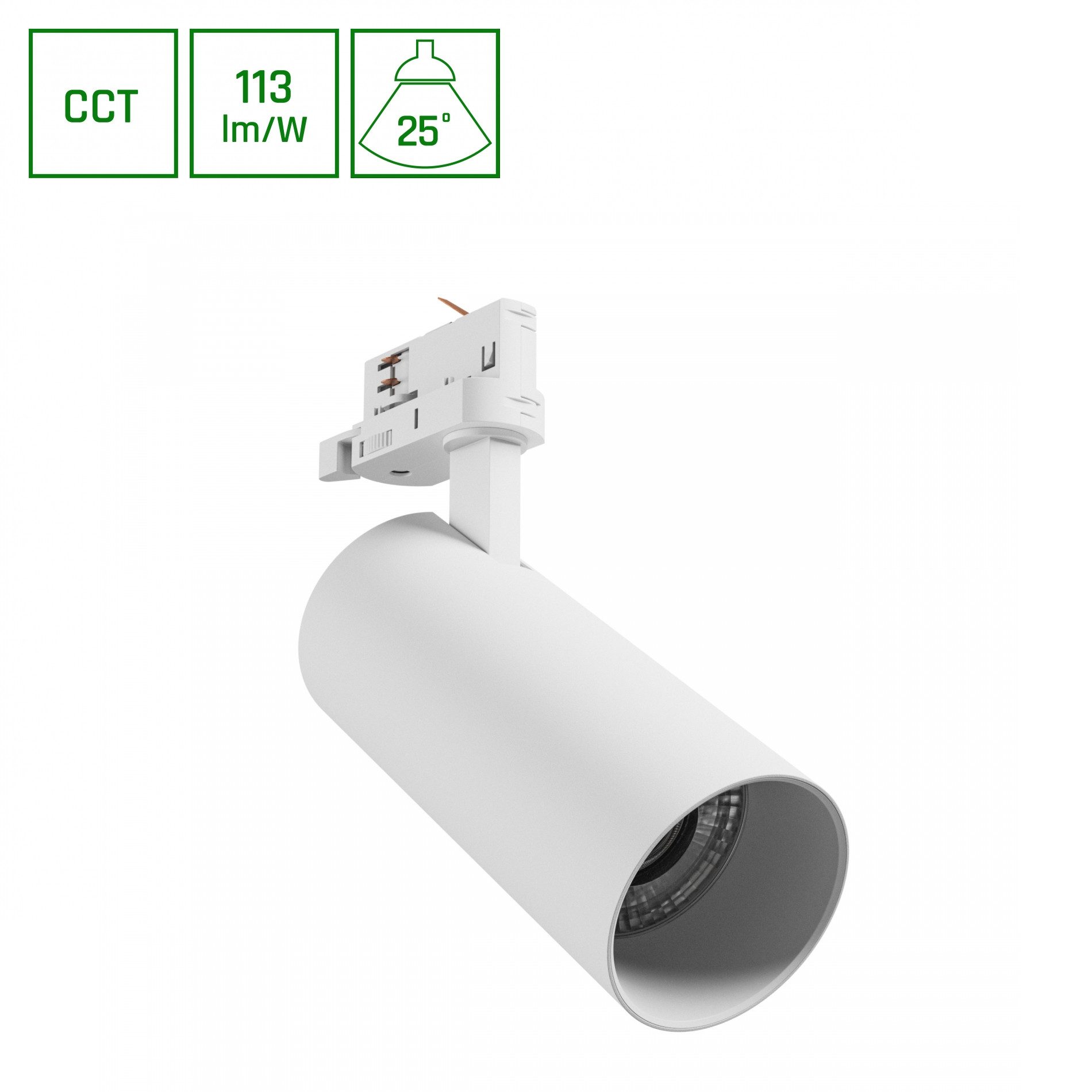 Schienensystem-Leuchten LED 3-Phasen Stromschienenstrahler 24W 2700lm weiß 25° 2700-6000K CCT