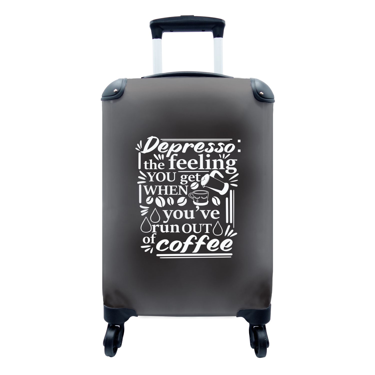 MuchoWow Handgepäckkoffer Kaffee - Sprichwörter - Kaffeebohnen, 4 Rollen, Reisetasche mit rollen, Handgepäck für Ferien, Trolley, Reisekoffer