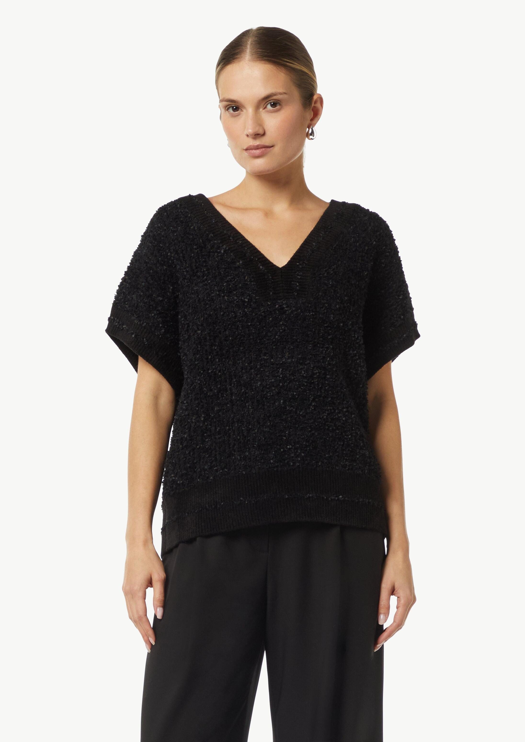 comma Kurzarmpullover Strickpullover Weiter Strickpullover aus Effektgarn