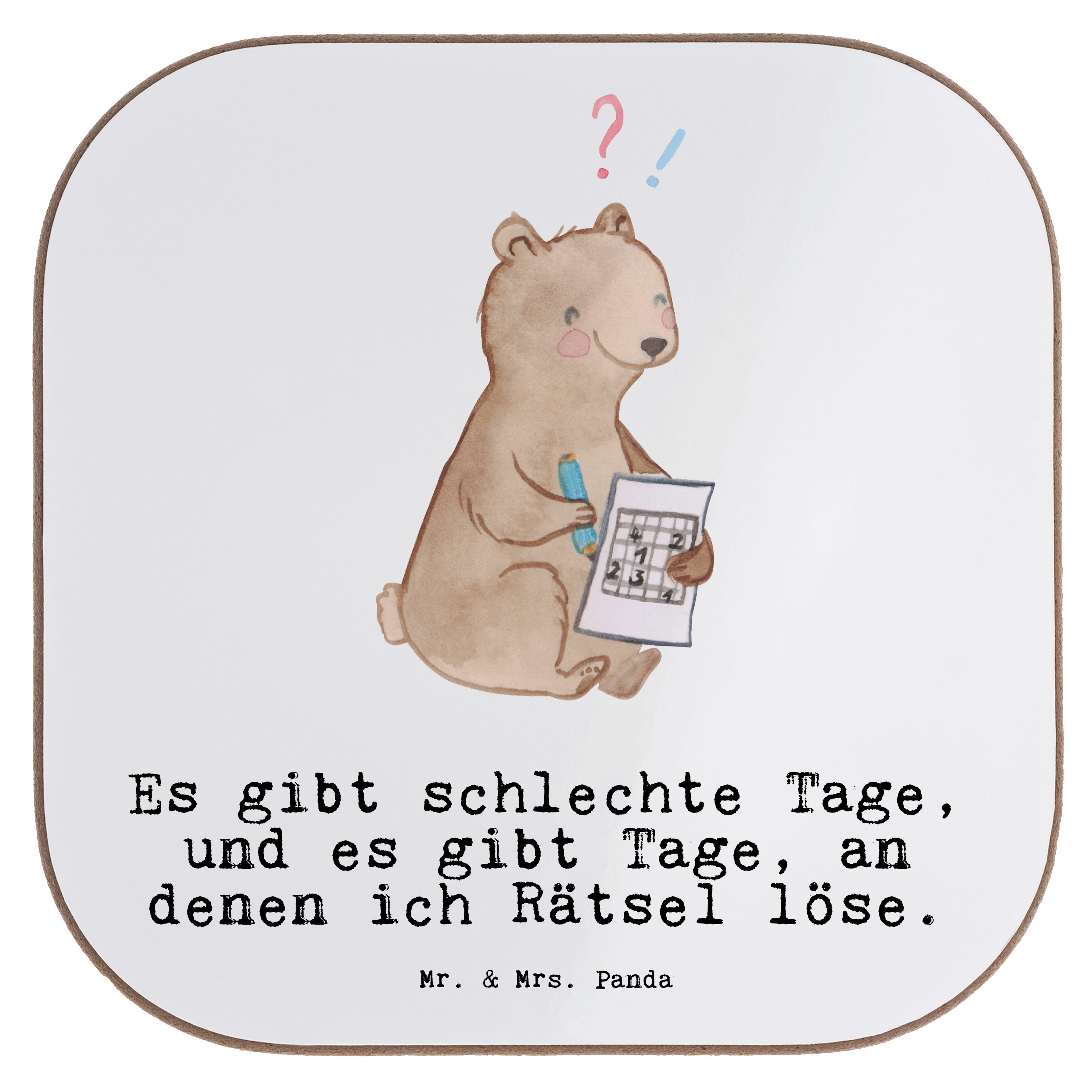 & Tage Mr. Bär Rätsel 1-tlg. Bierdeckel, Getränkeuntersetzer Schenken, Mrs. Hobby, Geschenk, lösen Weiß - - Panda