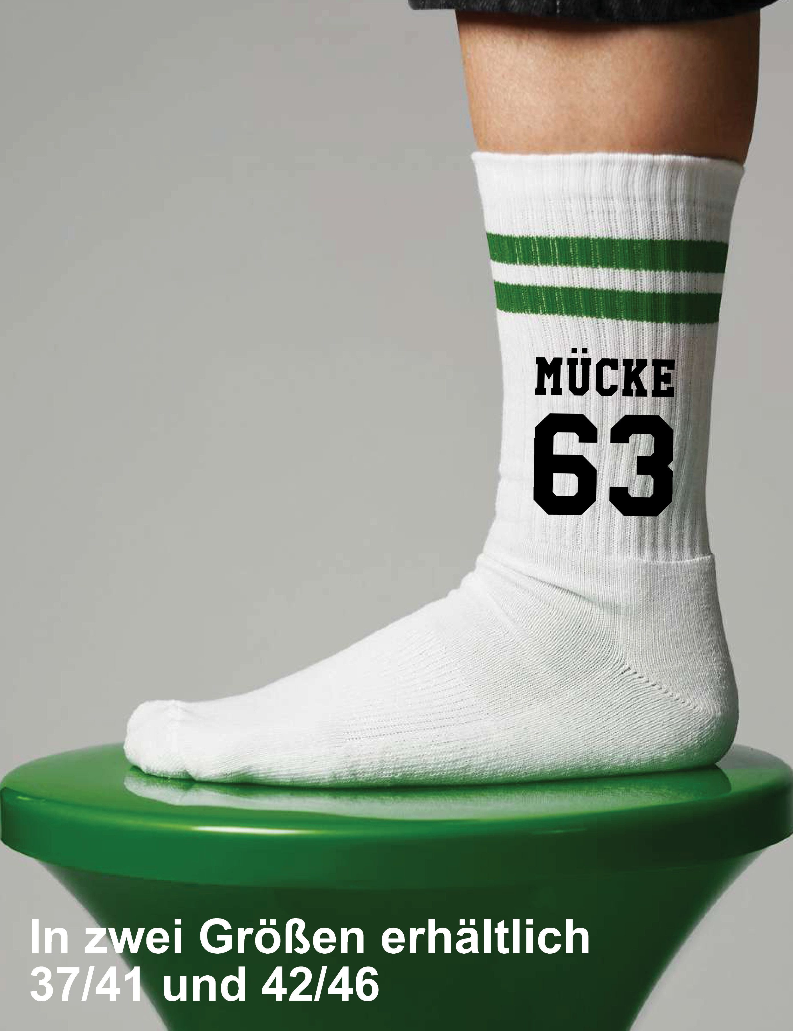 Youth Designz Tennissocken Unisex Socken "Mücke 63" Retro Aufdruck lustig Geschenk Statement mit verstärkter Verse und Zehenbereich