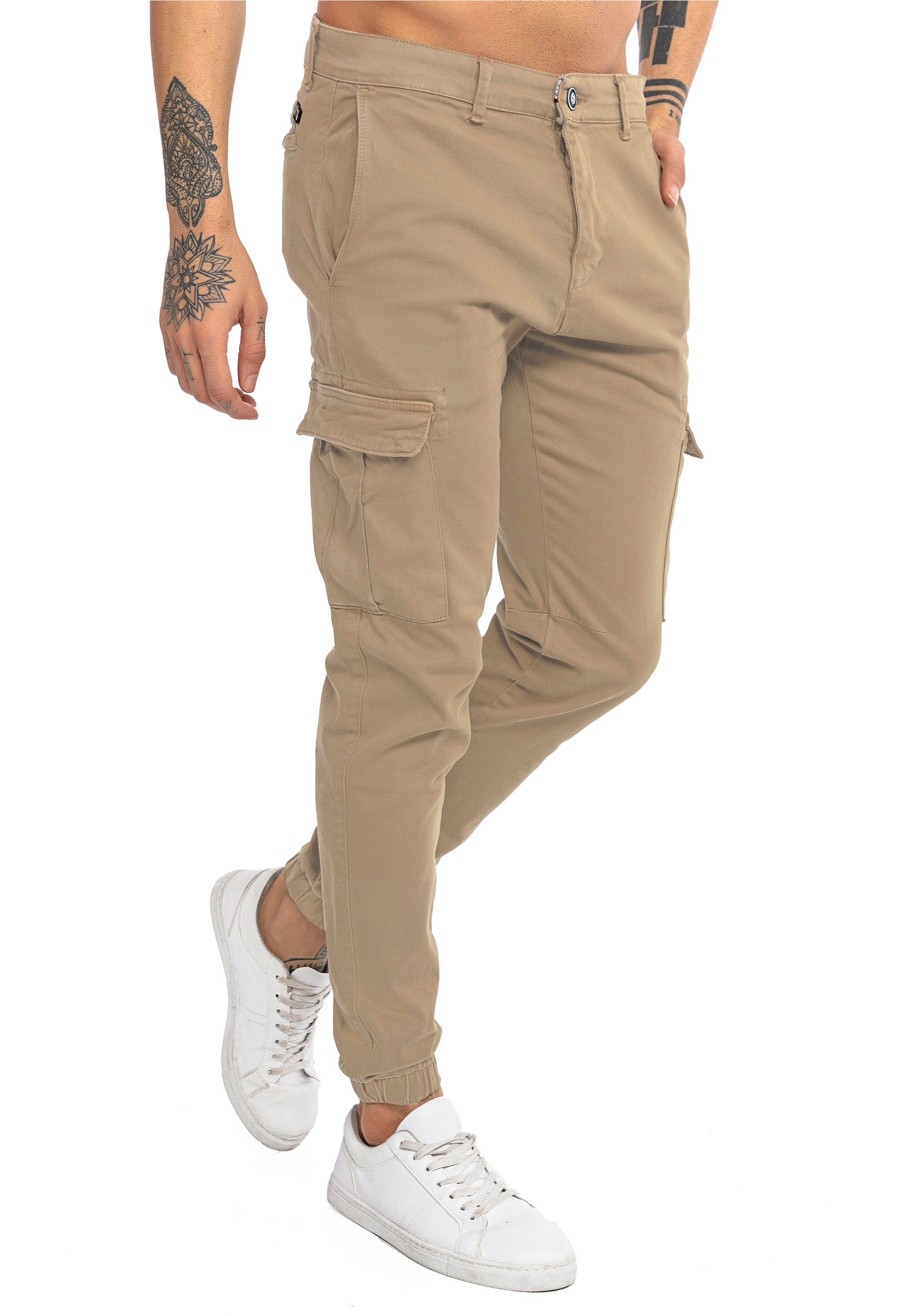 RedBridge Cargohose Stylische Jogger Jeans Cargo Hose Twill Sand