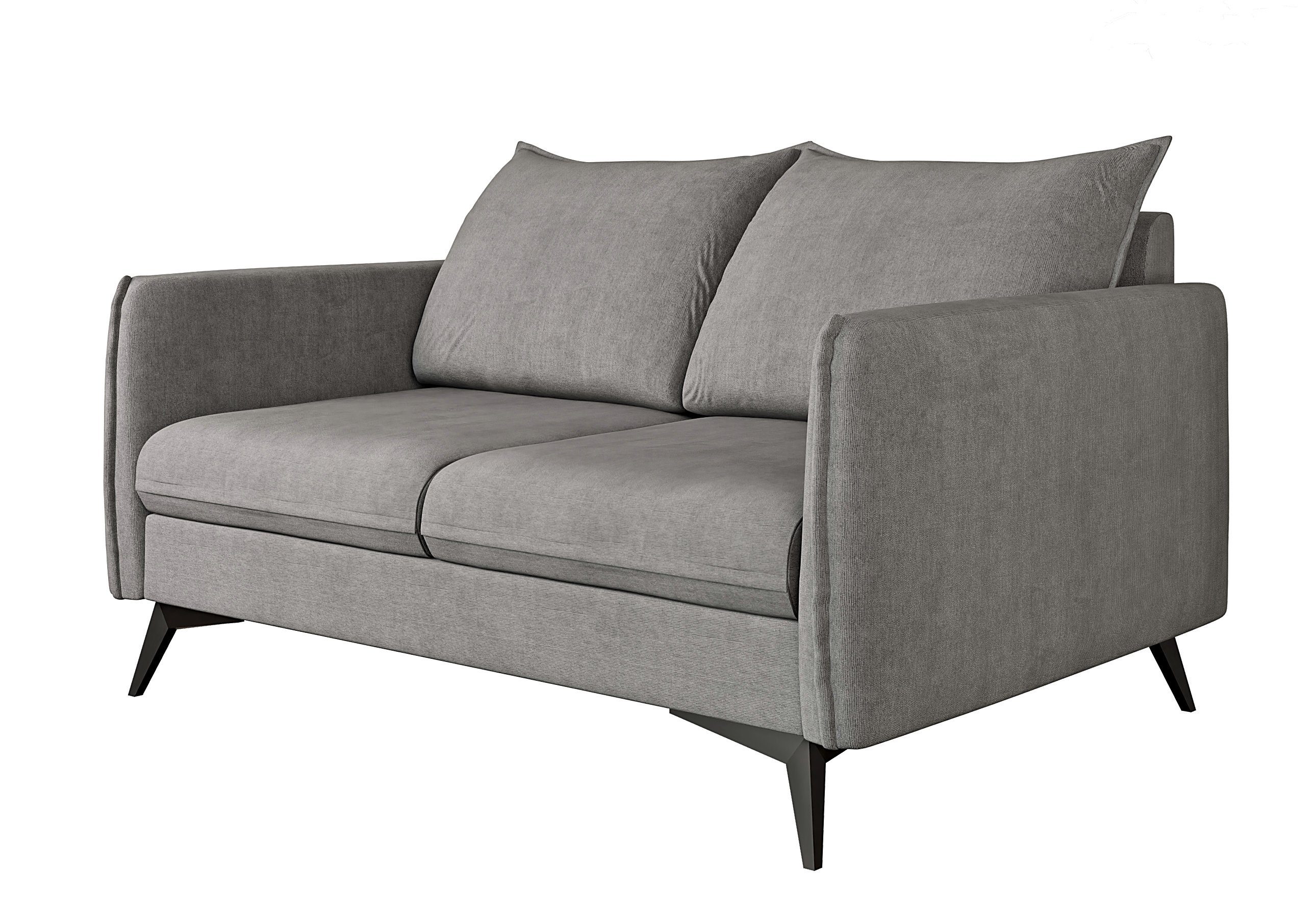S-Style Möbel 2-Sitzer Modernes mit Füßen, Metall Azalea mit Schwarz Wellenfederung Sofa Grau