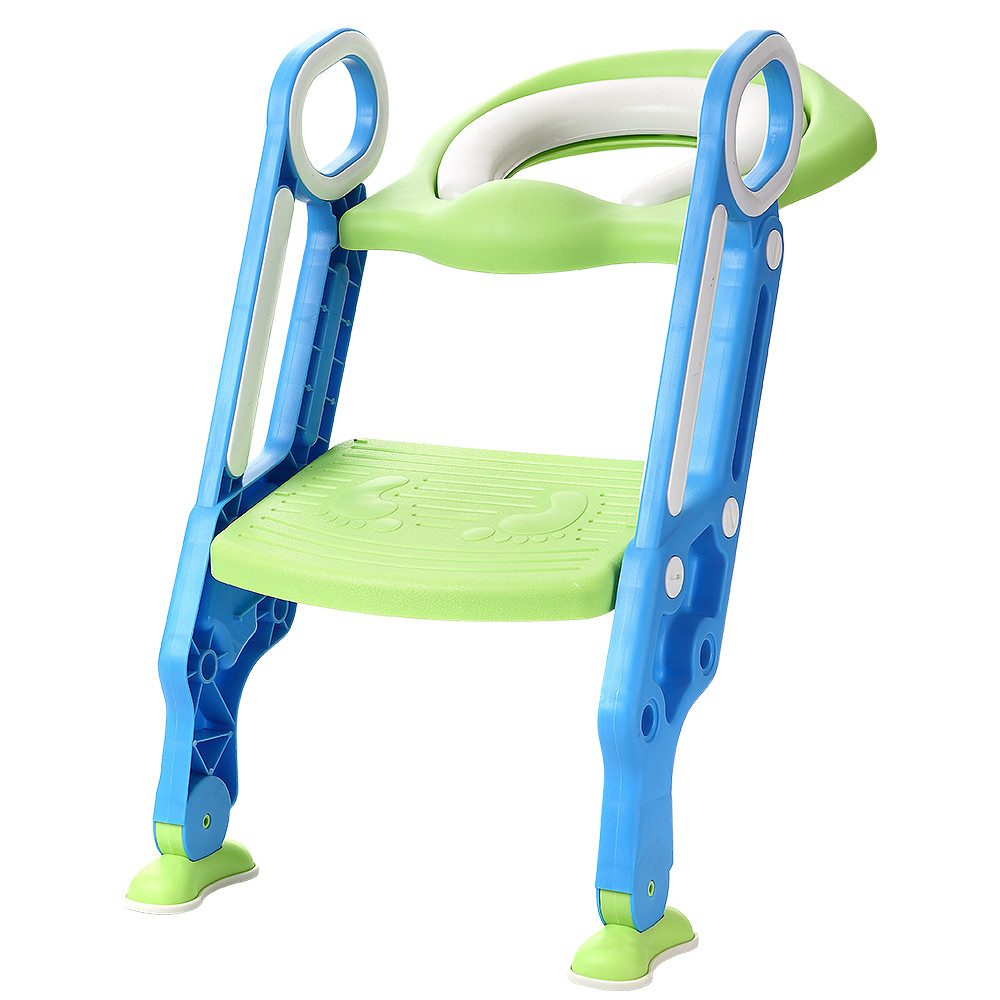 JEOBEST Toilettentrainer Töpfchen Toilettensitz Baby mit Treppe, Kinder Toilettentrainer, Höhenverstellbar, mit Rutschfesten Pedalen und PU Gepolstert & Griffe