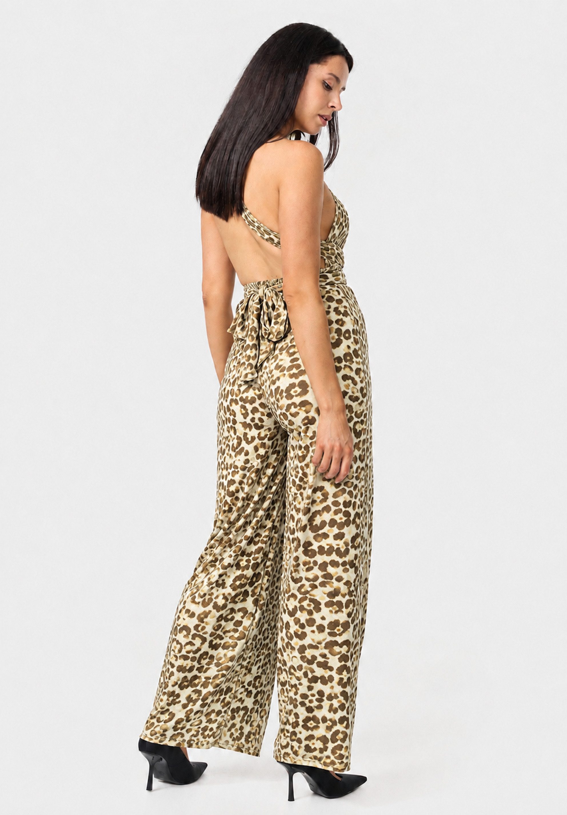 Worldclassca Jumpsuit Worldclassca Jumpsuit Backless Overall Gürtel Ärmellos UNI LEO Print Casual - Clubwear - Eleganter Jumpsuit