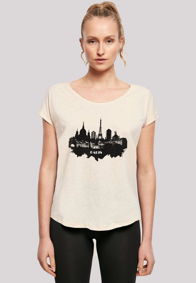F4NT4STIC T-Shirt PARIS SKYLINE LONG Damen Hinten Print, T-Shirt lang TEE geschnittenes extra