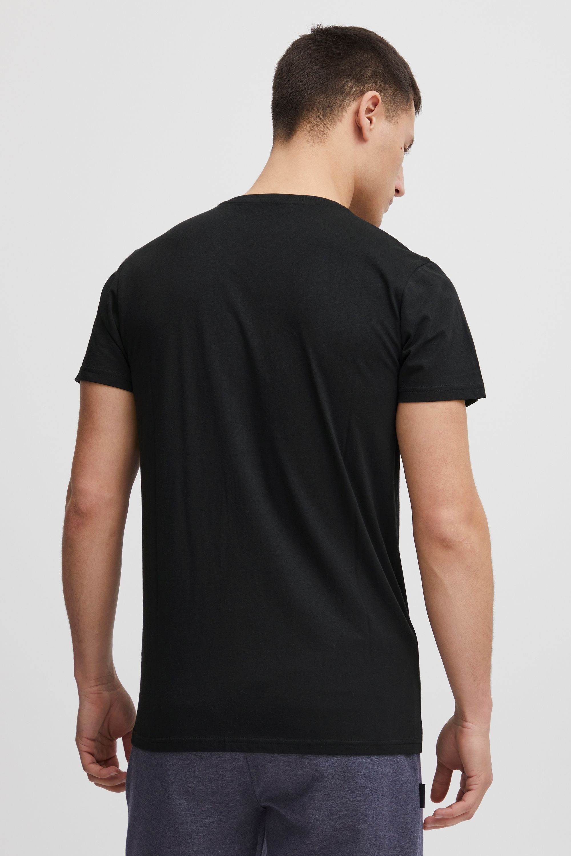 Melange Kurzarmshirt mit !Solid Effekt V-Shirt SDBedo (9000) Black