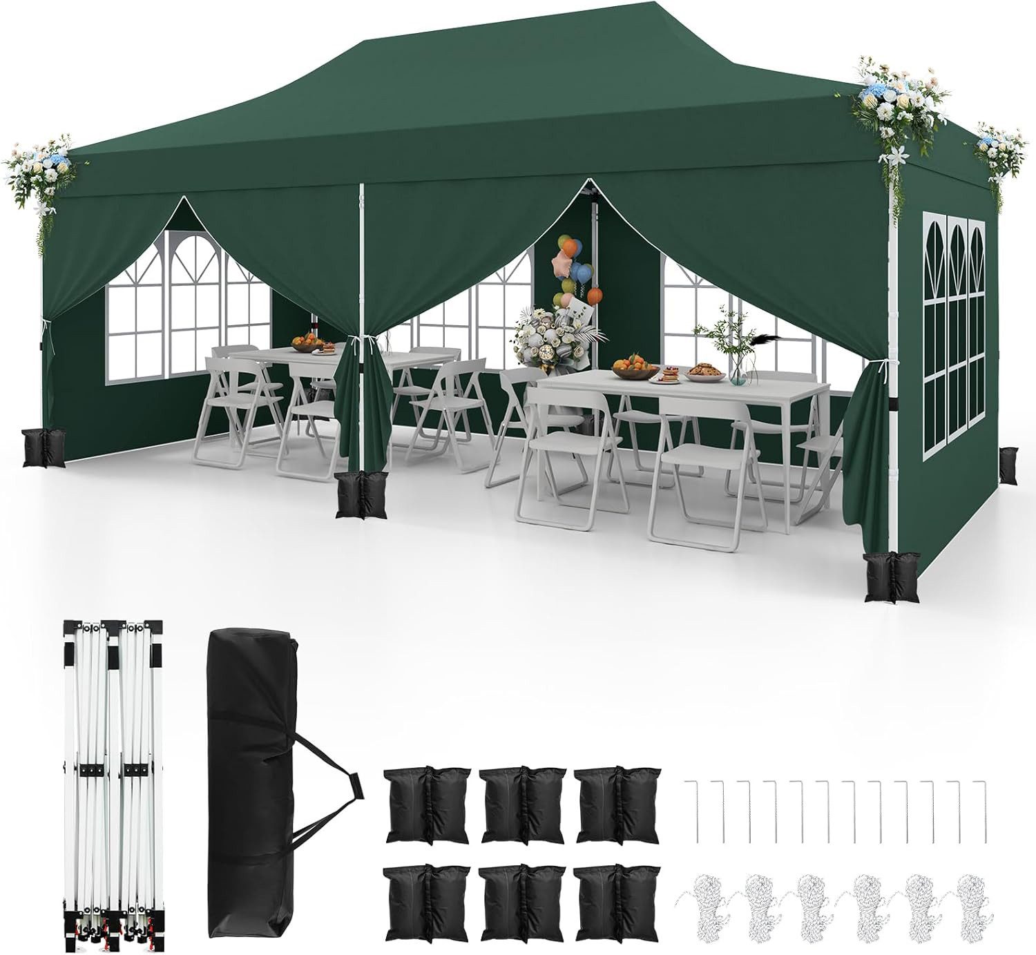 KOMFOTTEU Pavillon, Faltpavillon 3x6m, höhenverstellbar mit günstig online kaufen