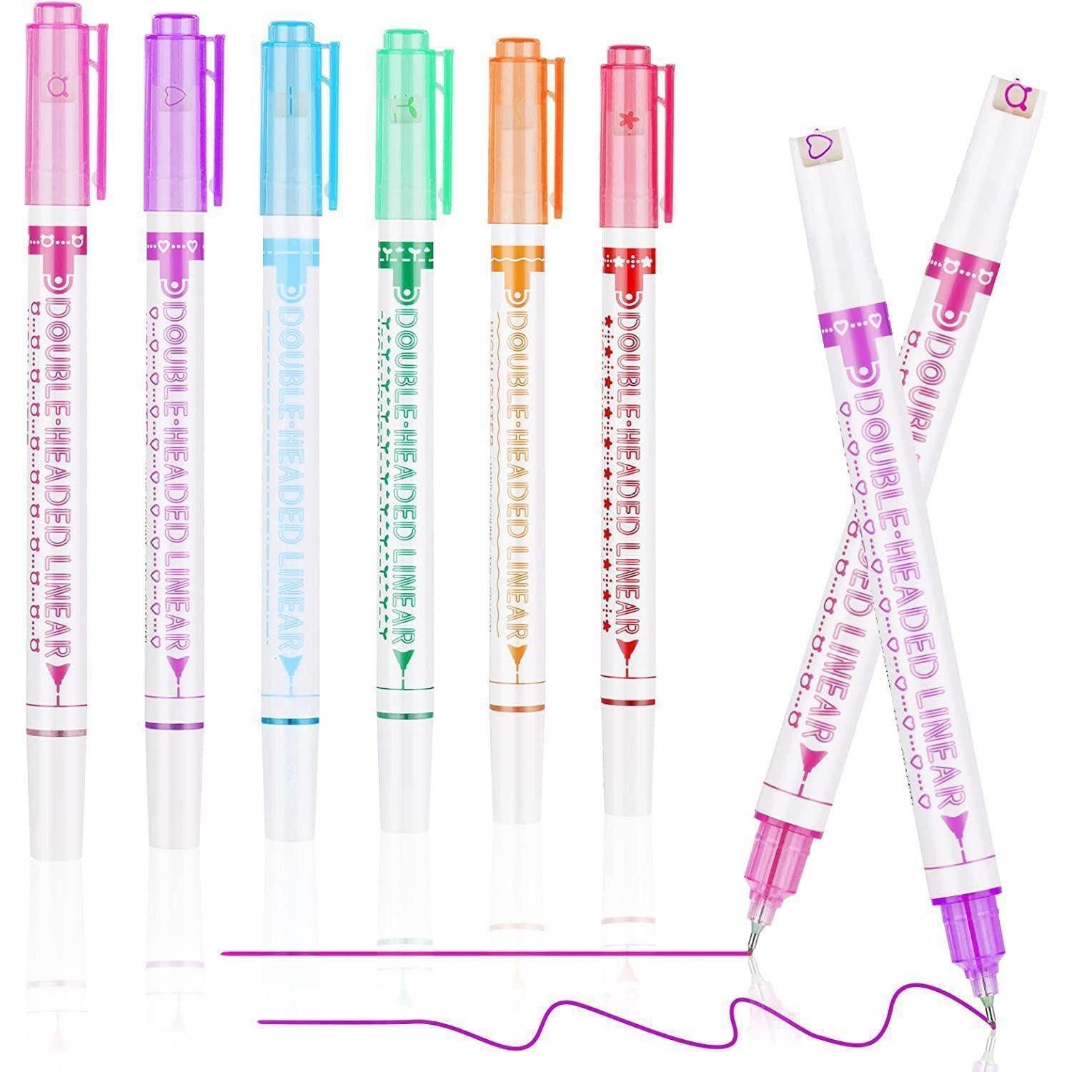 LuxusKollektion Marker Textmarker Set mit Doppelspitze und Rollmuster